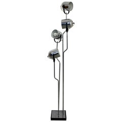 Vintage Mid-Century Modern Robert Sonneman Adjustable 4-Arm Globe Chrome Floor Lamp