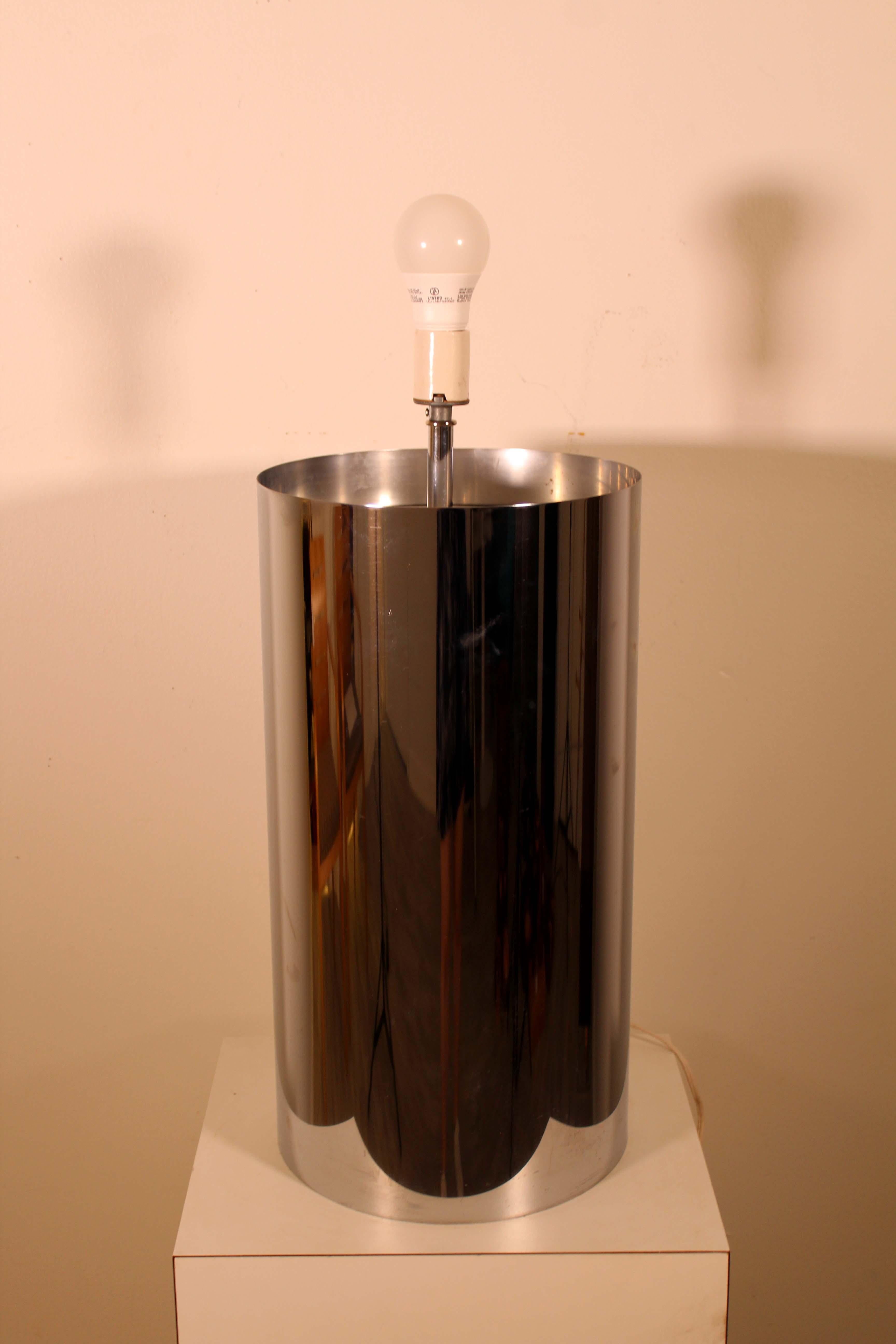Mid-Century Modern Robert Sonneman Chrome Cylinder Table Lamp Giant Globe 6