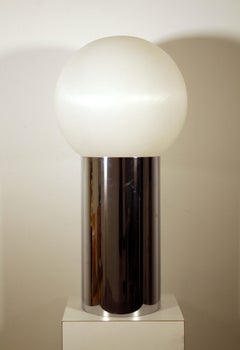 Mid-Century Modern Robert Sonneman Chrome Cylinder Table Lamp Giant Globe