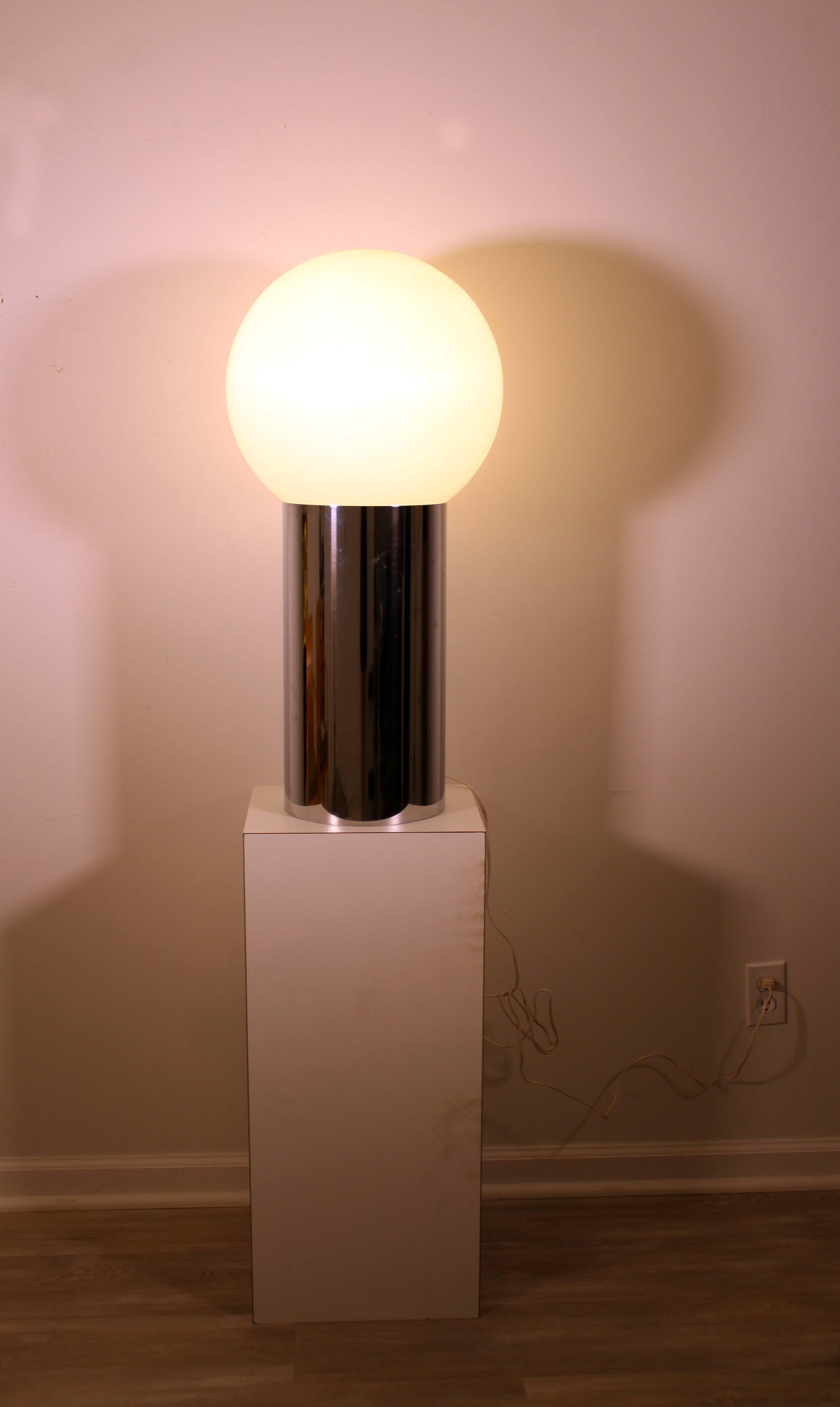 Mid-Century Modern Robert Sonneman Chrome Cylinder Table Lamp Giant Globe 4