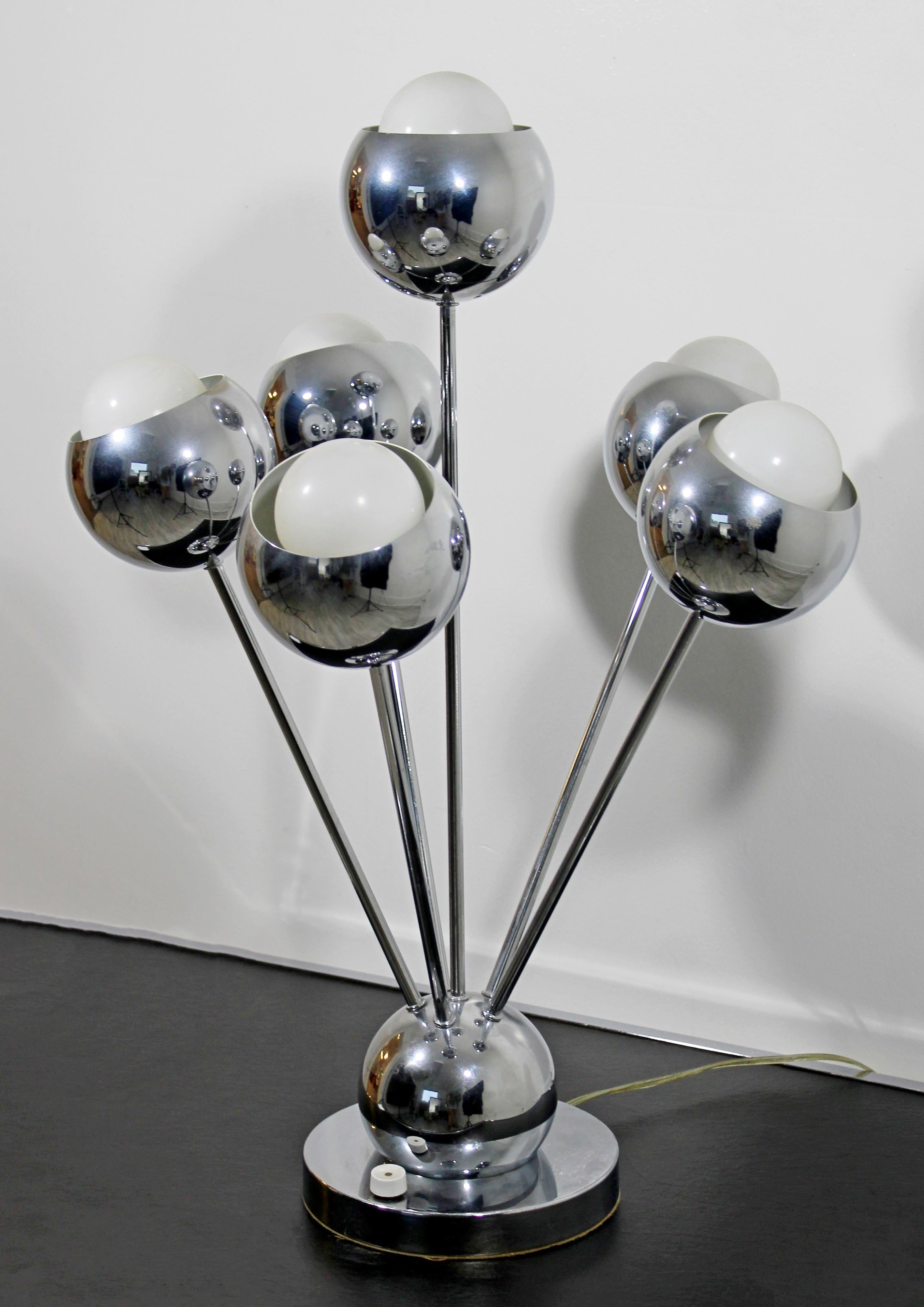 American Mid-Century Modern Robert Sonneman Chrome Sputnik 6-Arm Table Lamp, 1970s