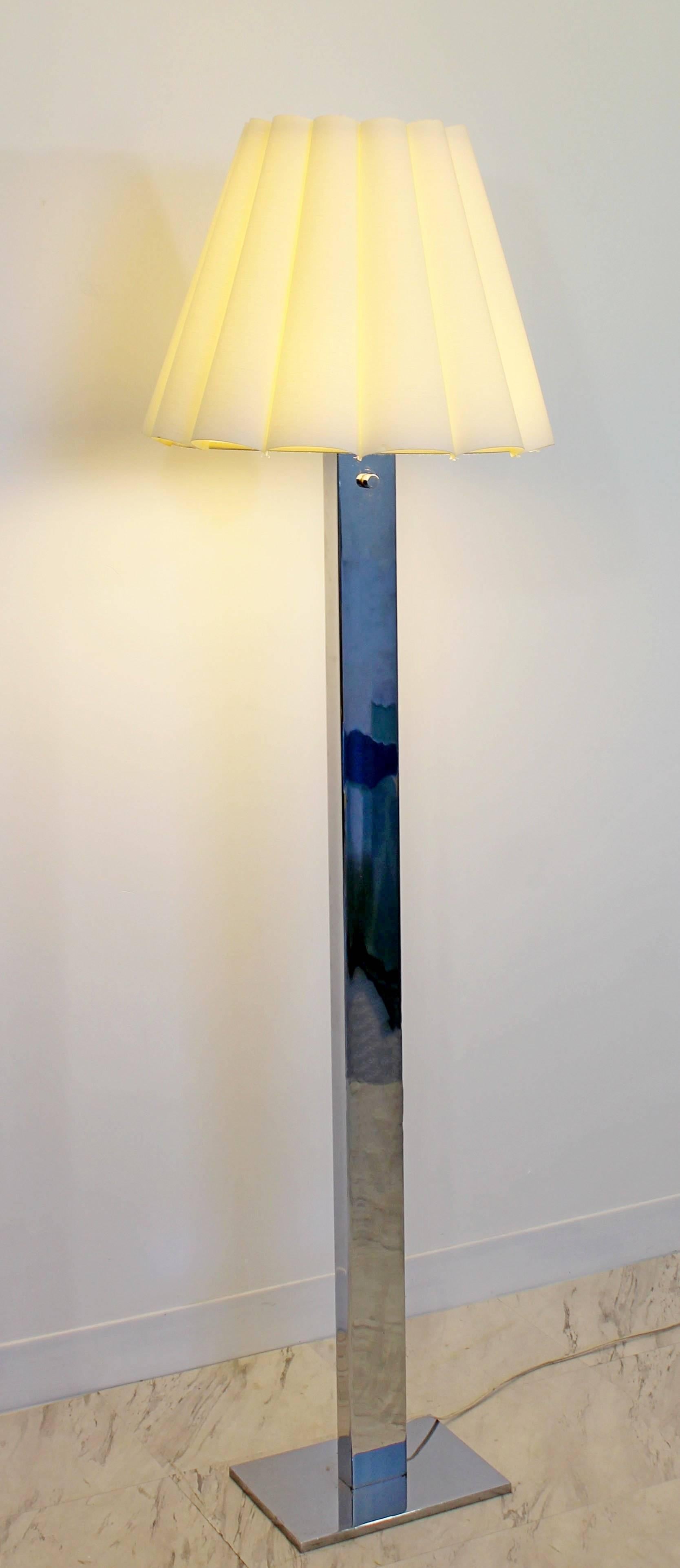 American Mid-Century Modern Robert Sonneman Polished Chrome Steel Standing Floor Lamp