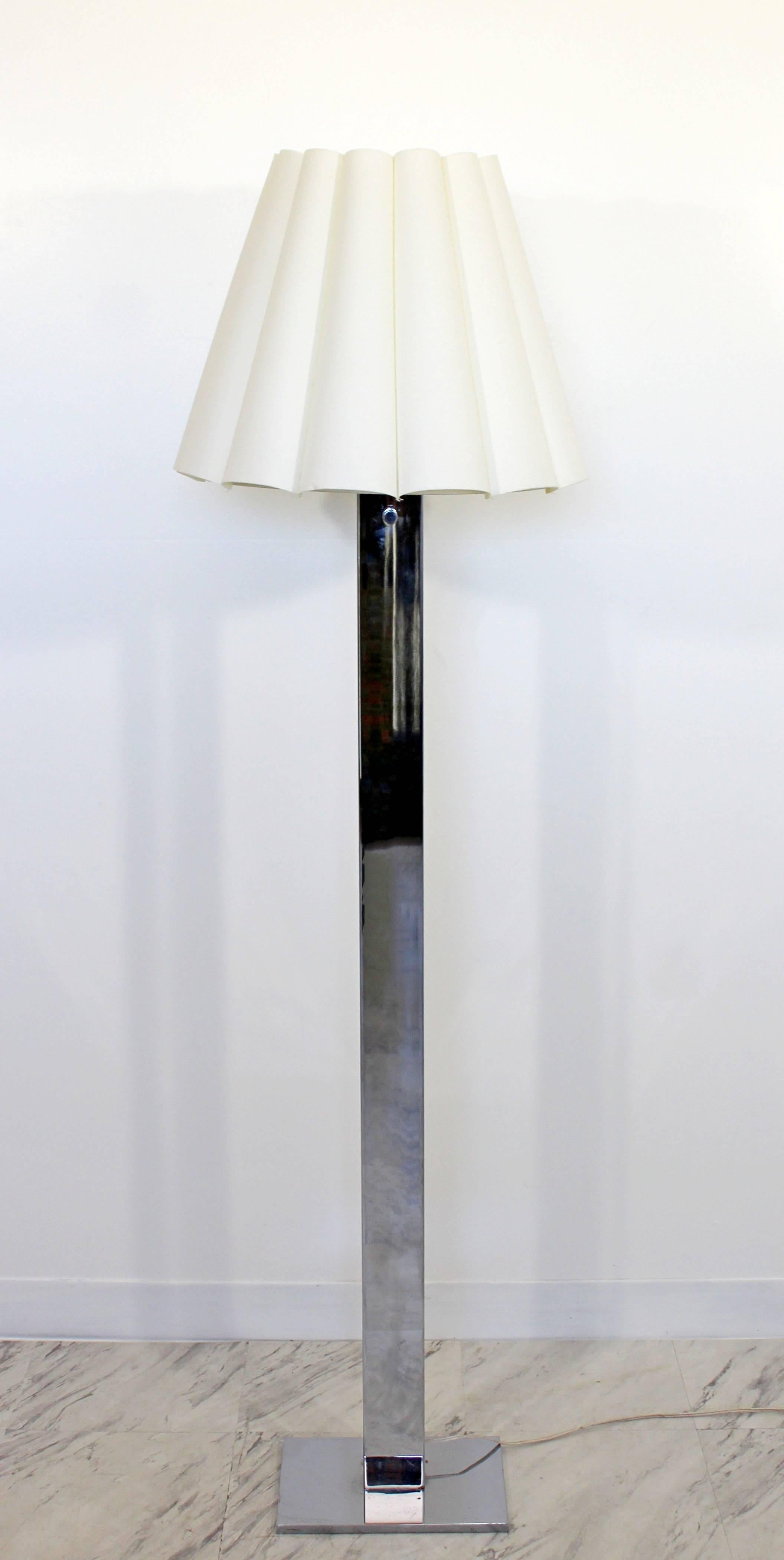 Late 20th Century Mid-Century Modern Robert Sonneman Polished Chrome Steel Standing Floor Lamp
