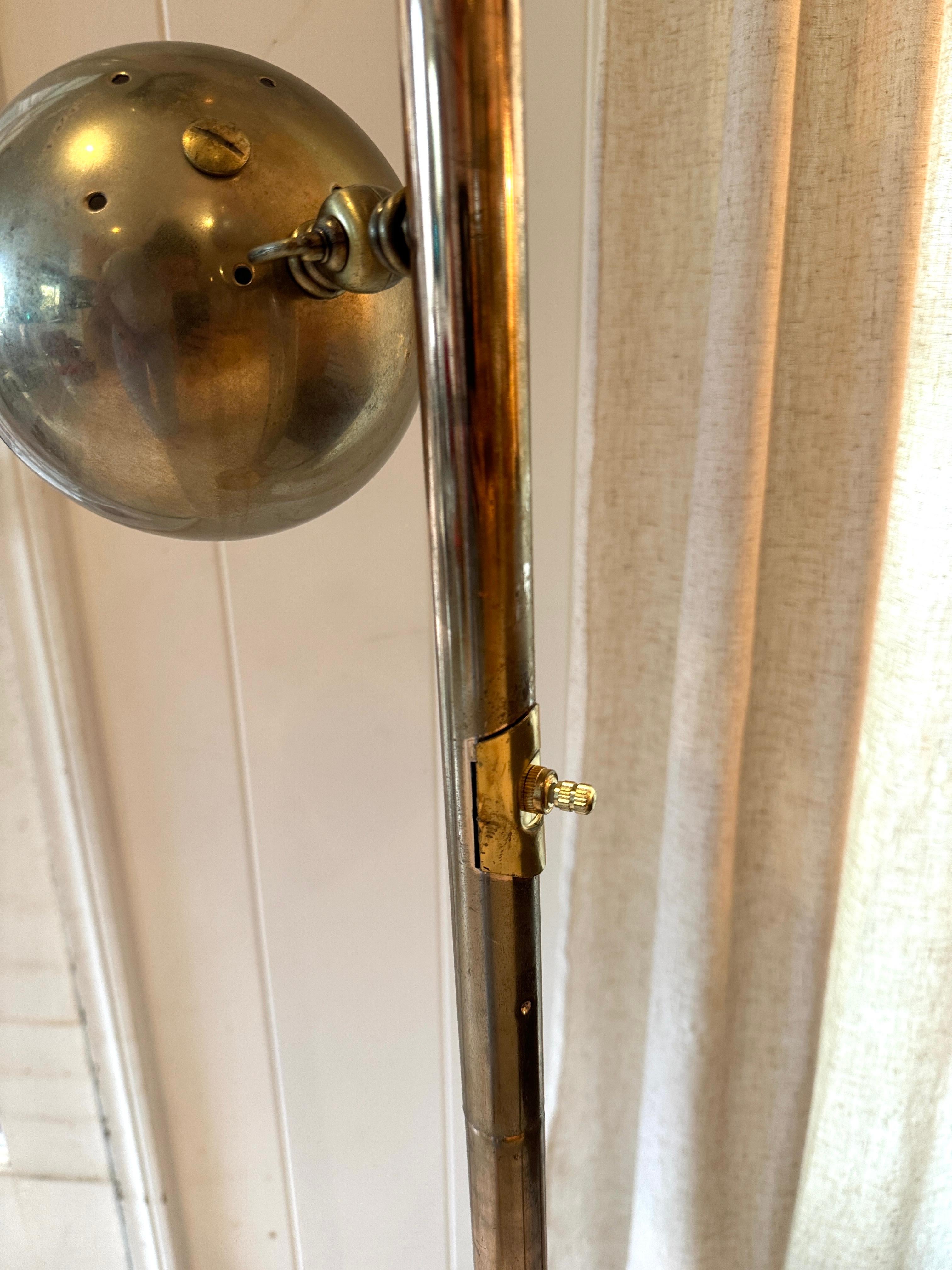 Mid century modern Robert Sonneman style 3 globe brass floor lamp, circa 1960s 3