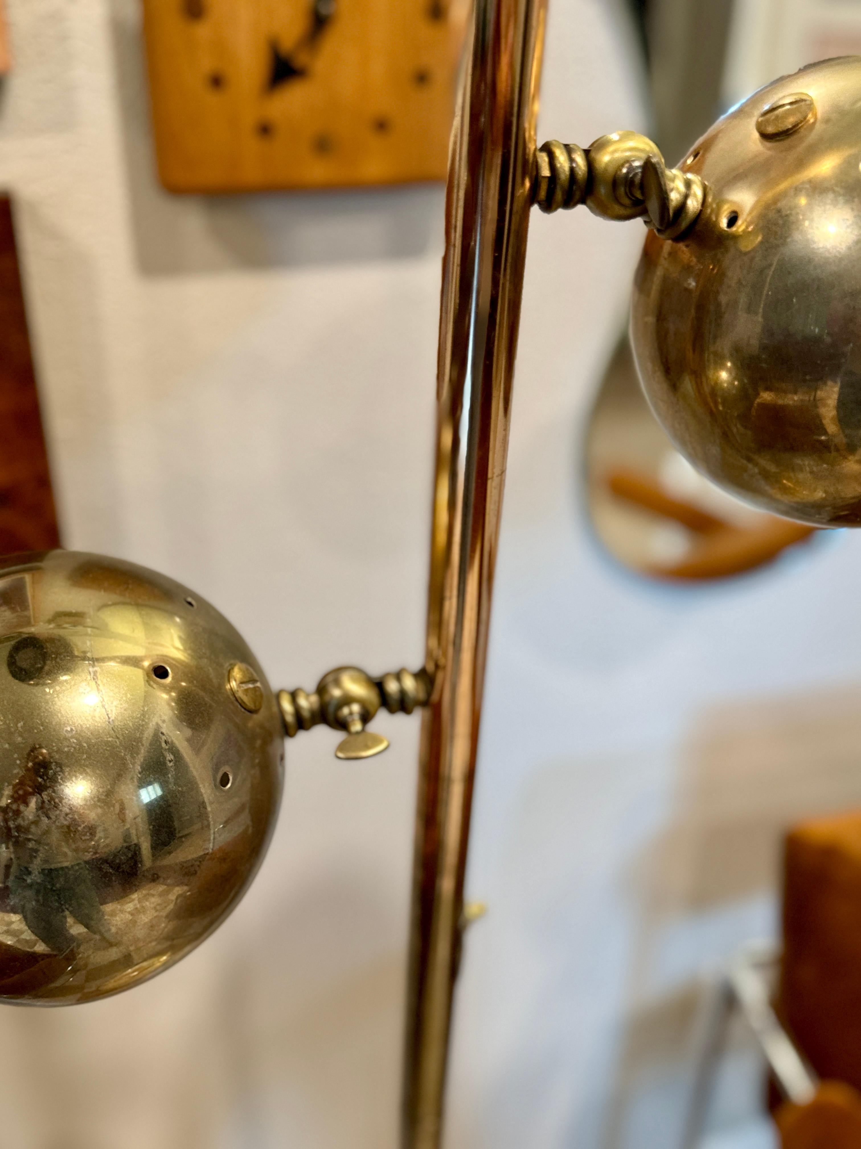 Brass Mid century modern Robert Sonneman style 3 globe brass floor lamp, circa 1960s