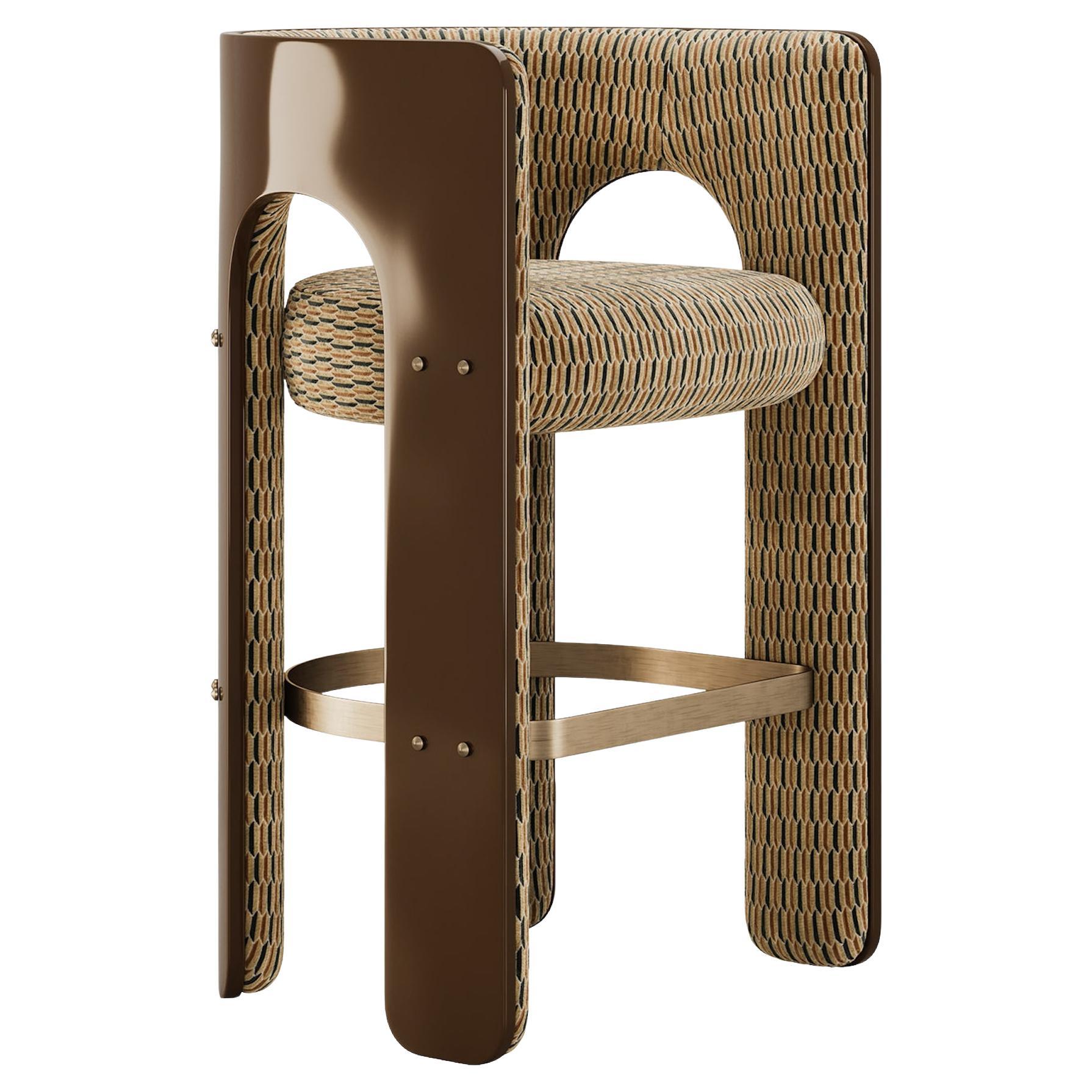 Mid-Century Modern Robusta Bar Stool with Lacquered Arched Frame by Mavo Atelier For Sale