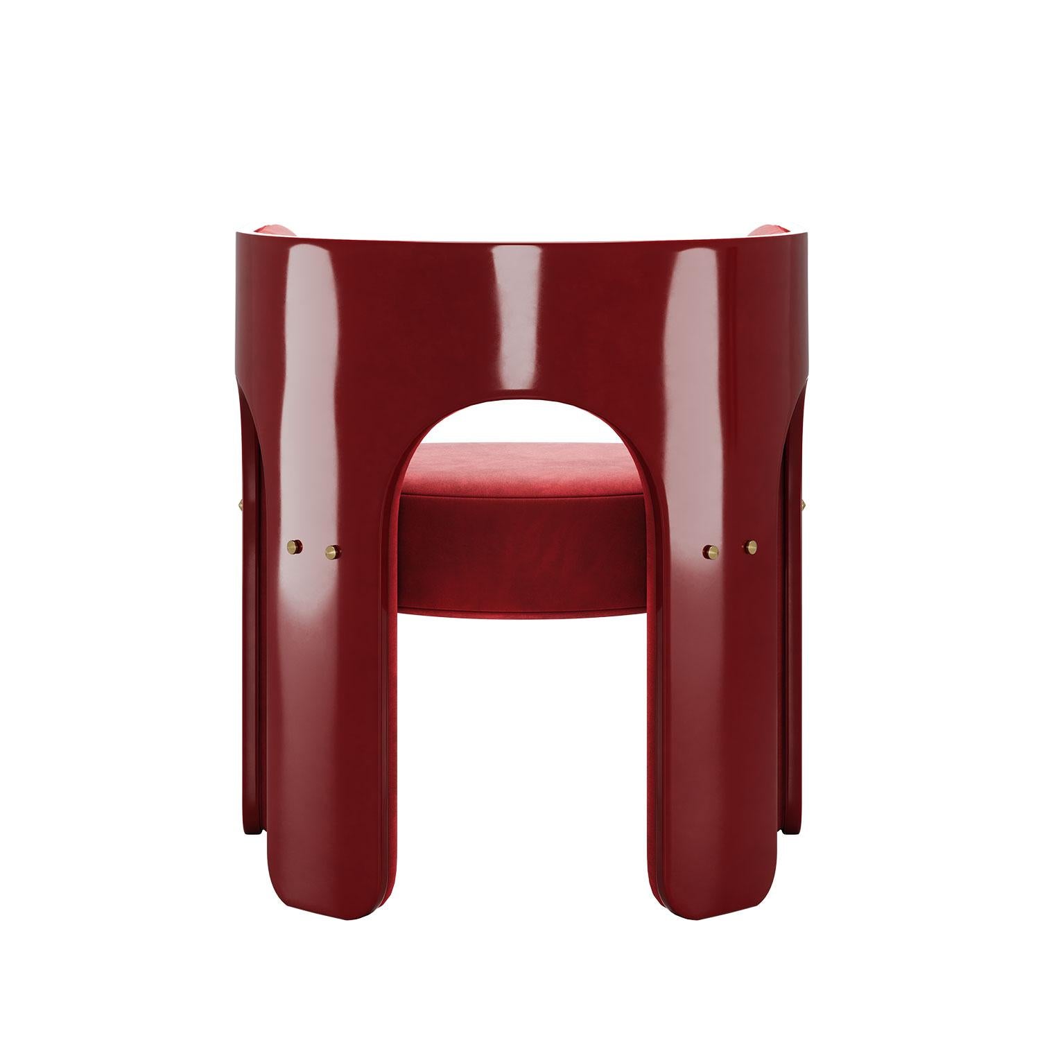 Hand-Crafted Mid-Century Modern Robusta Chair with a Lacquered Arched Frame by Mavo Atelier For Sale