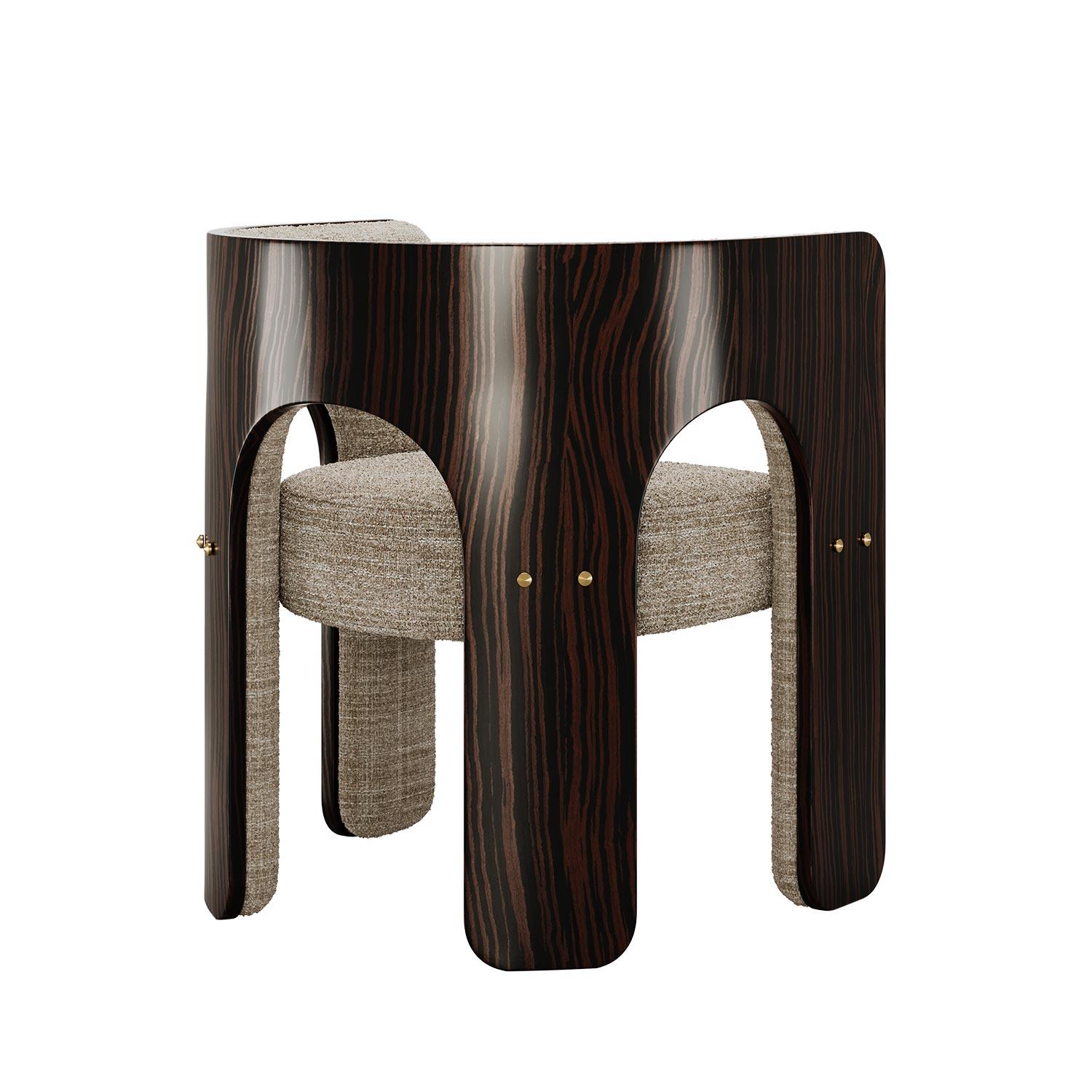 Portuguese Mid-Century Modern Robusta Chair with a Lacquered Arched Frame in Ebony Wood For Sale