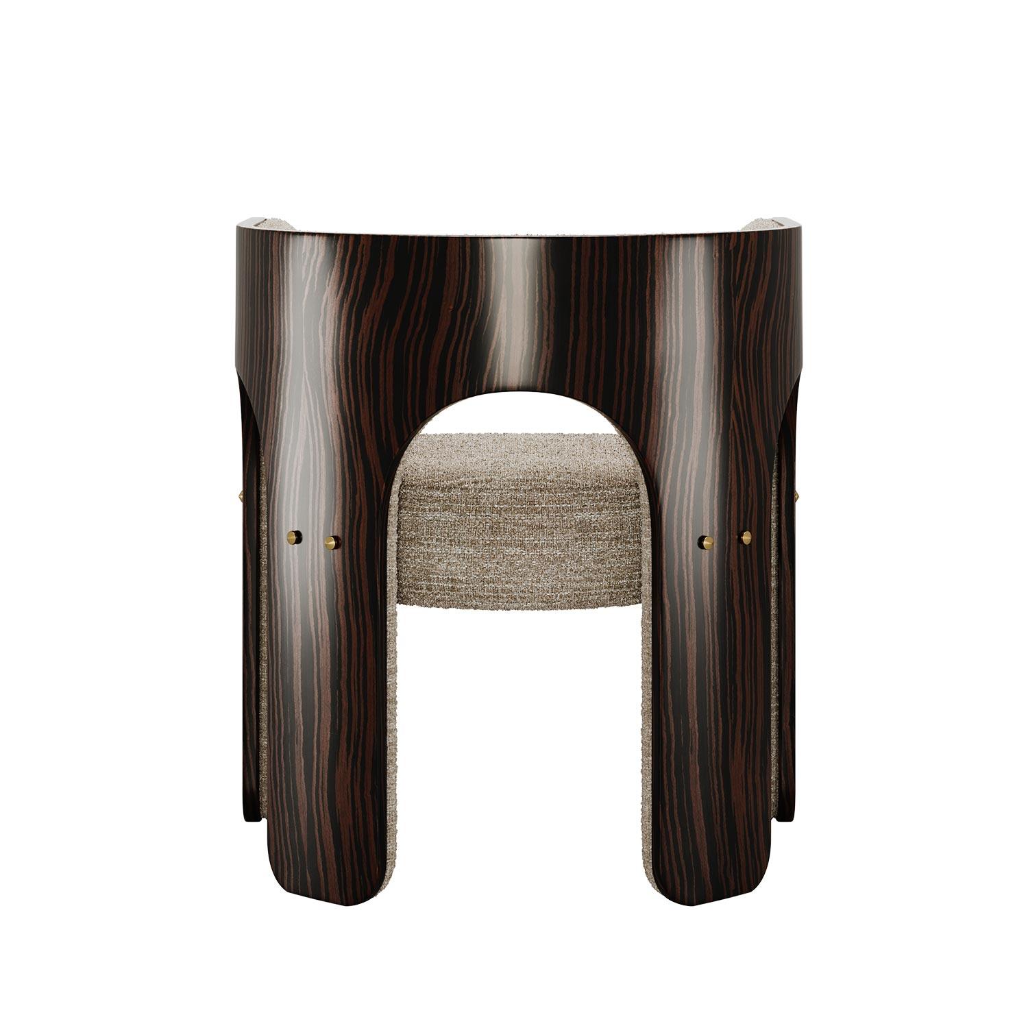 Hand-Crafted Mid-Century Modern Robusta Chair with a Lacquered Arched Frame in Ebony Wood For Sale