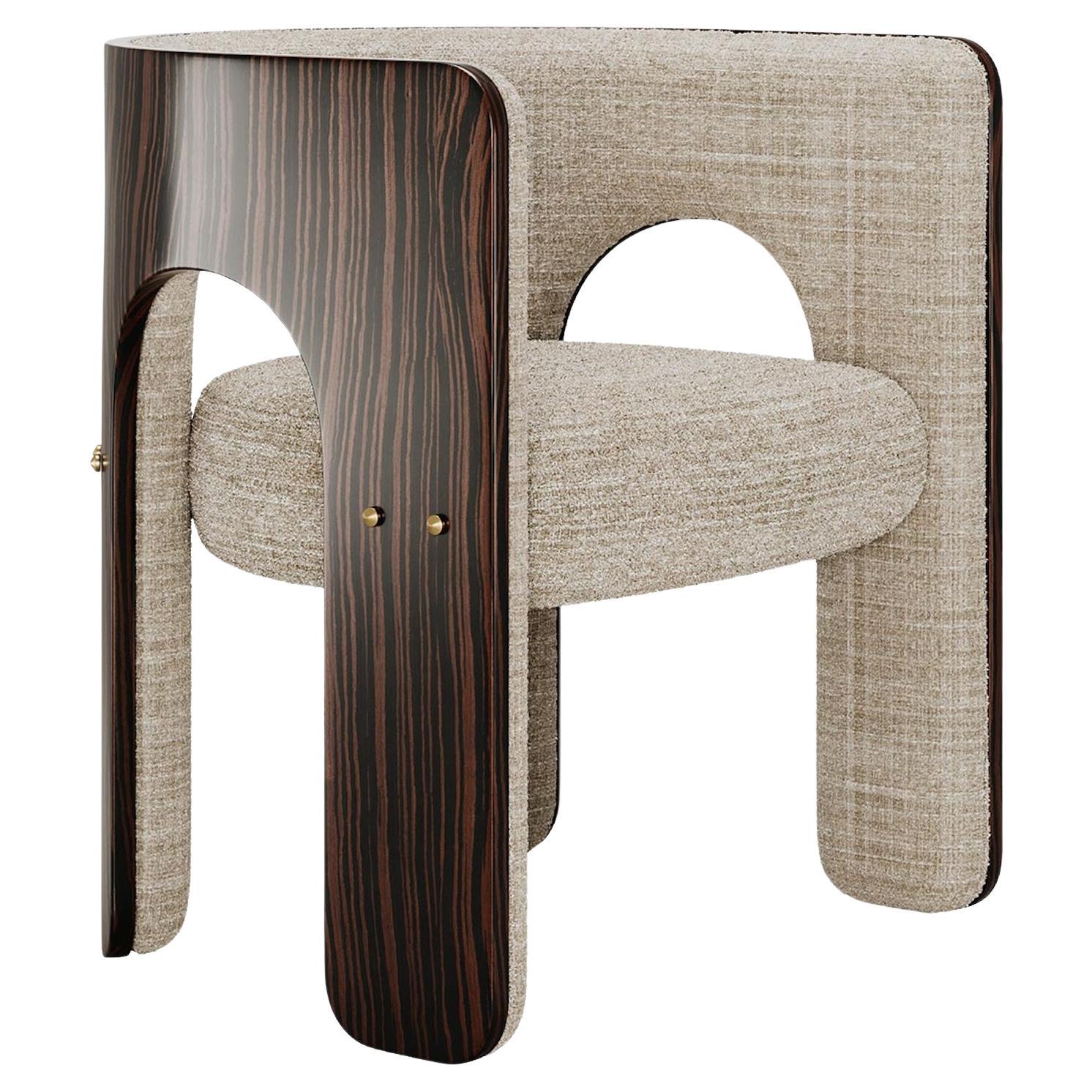 Mid-Century Modern Robusta Chair with a Lacquered Arched Frame in Ebony Wood For Sale