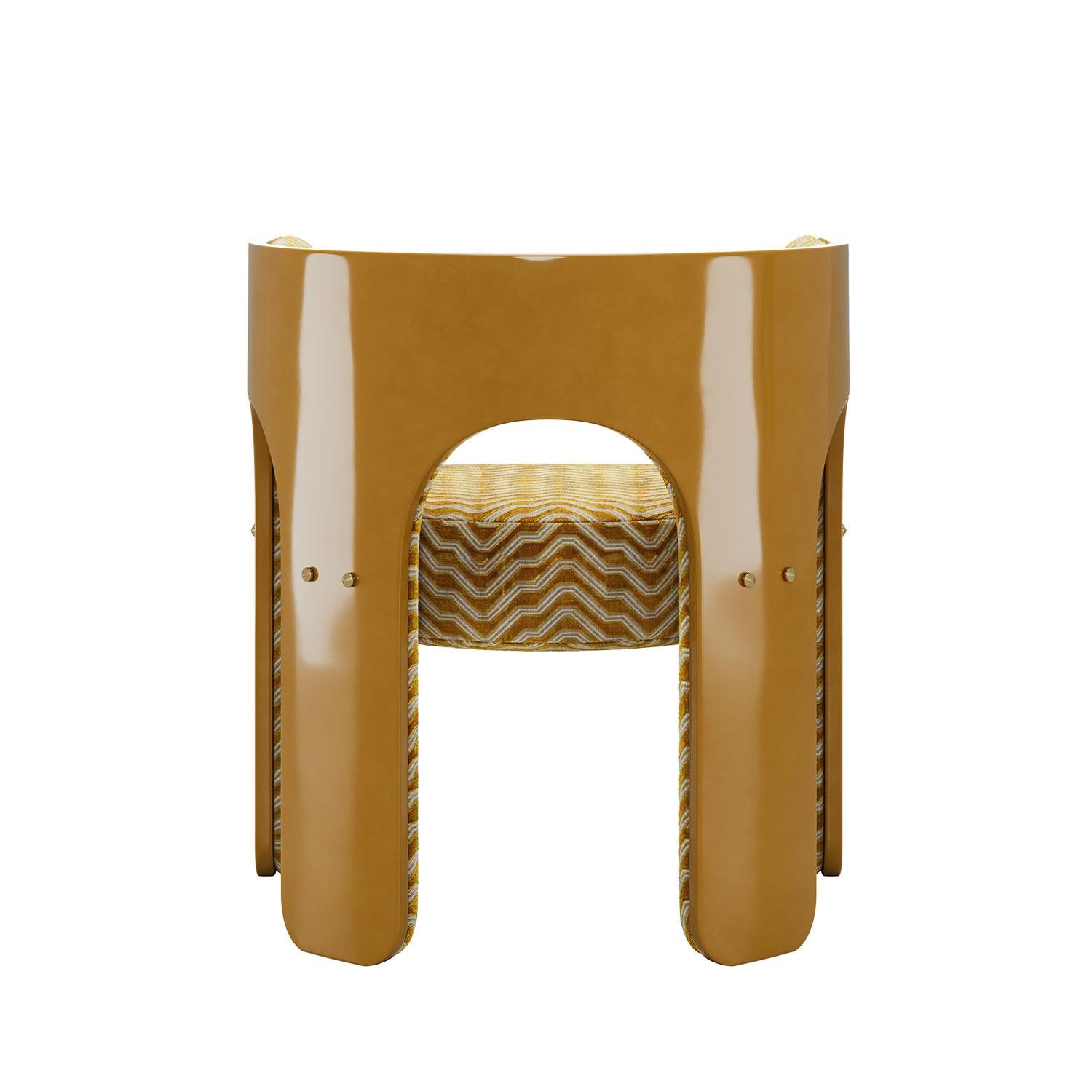 Hand-Crafted Mid-Century Modern Robusta Chair with a Lacquered Arched Frame in Yellow For Sale