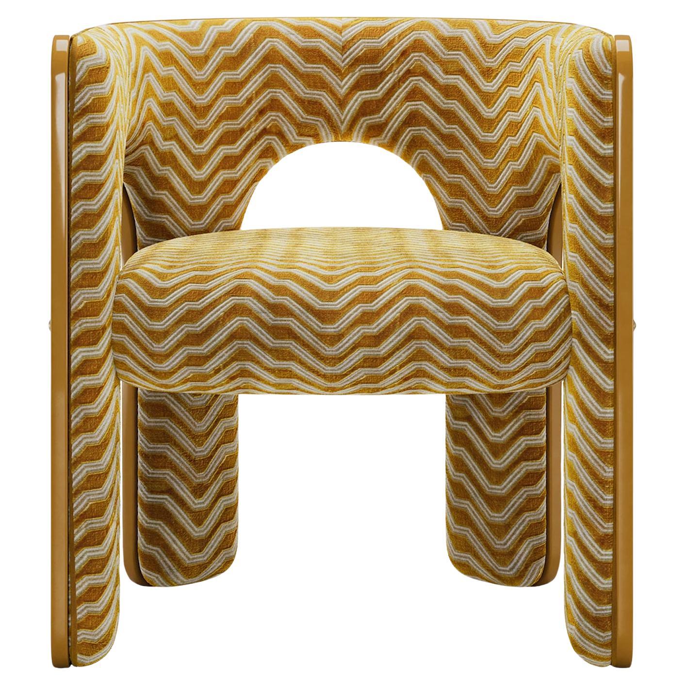 Mid-Century Modern Robusta Chair with a Lacquered Arched Frame in Yellow For Sale