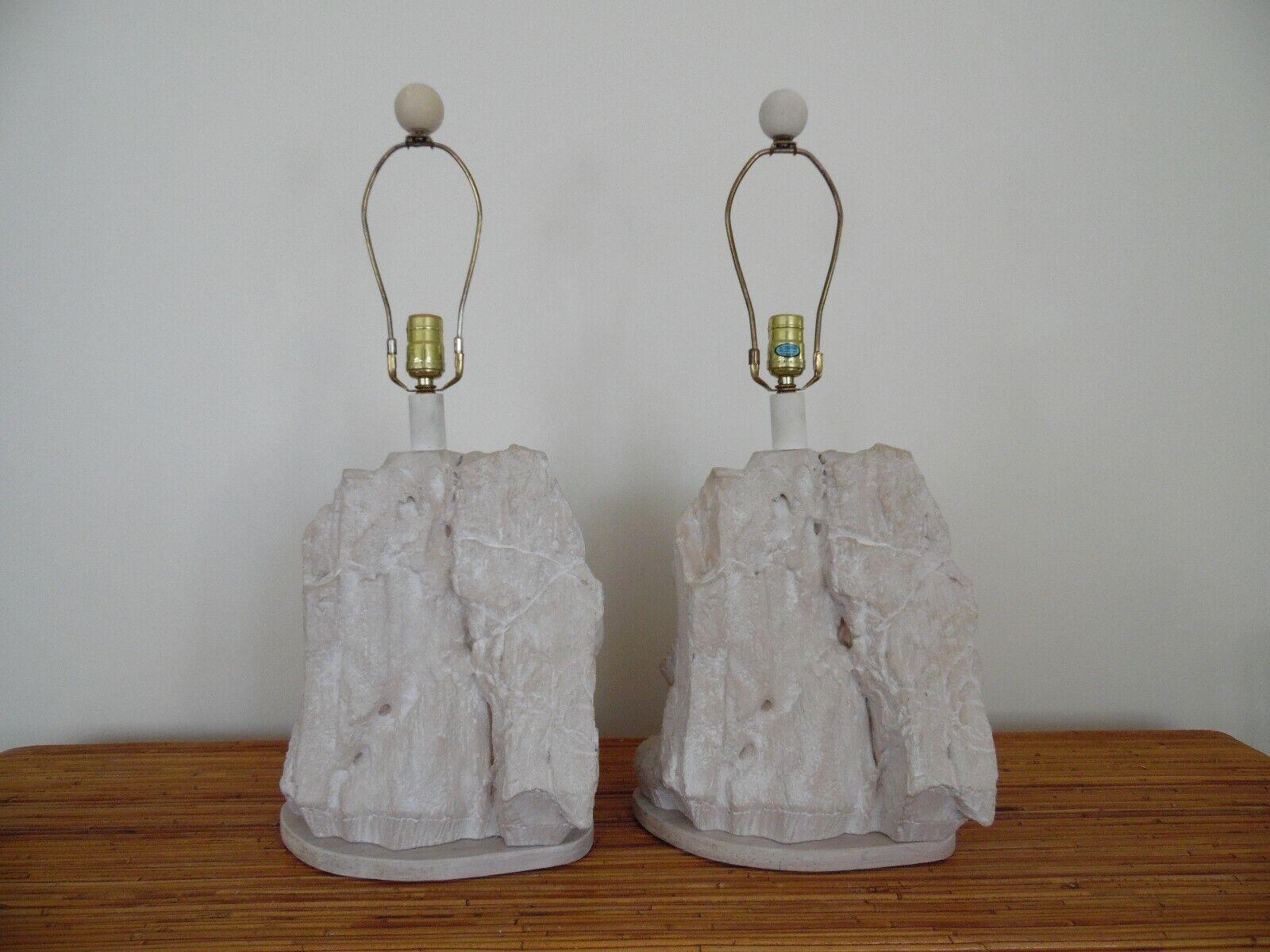 Mid-Century Modern  Sirmos Style Faux Stone Lamps For Sale
