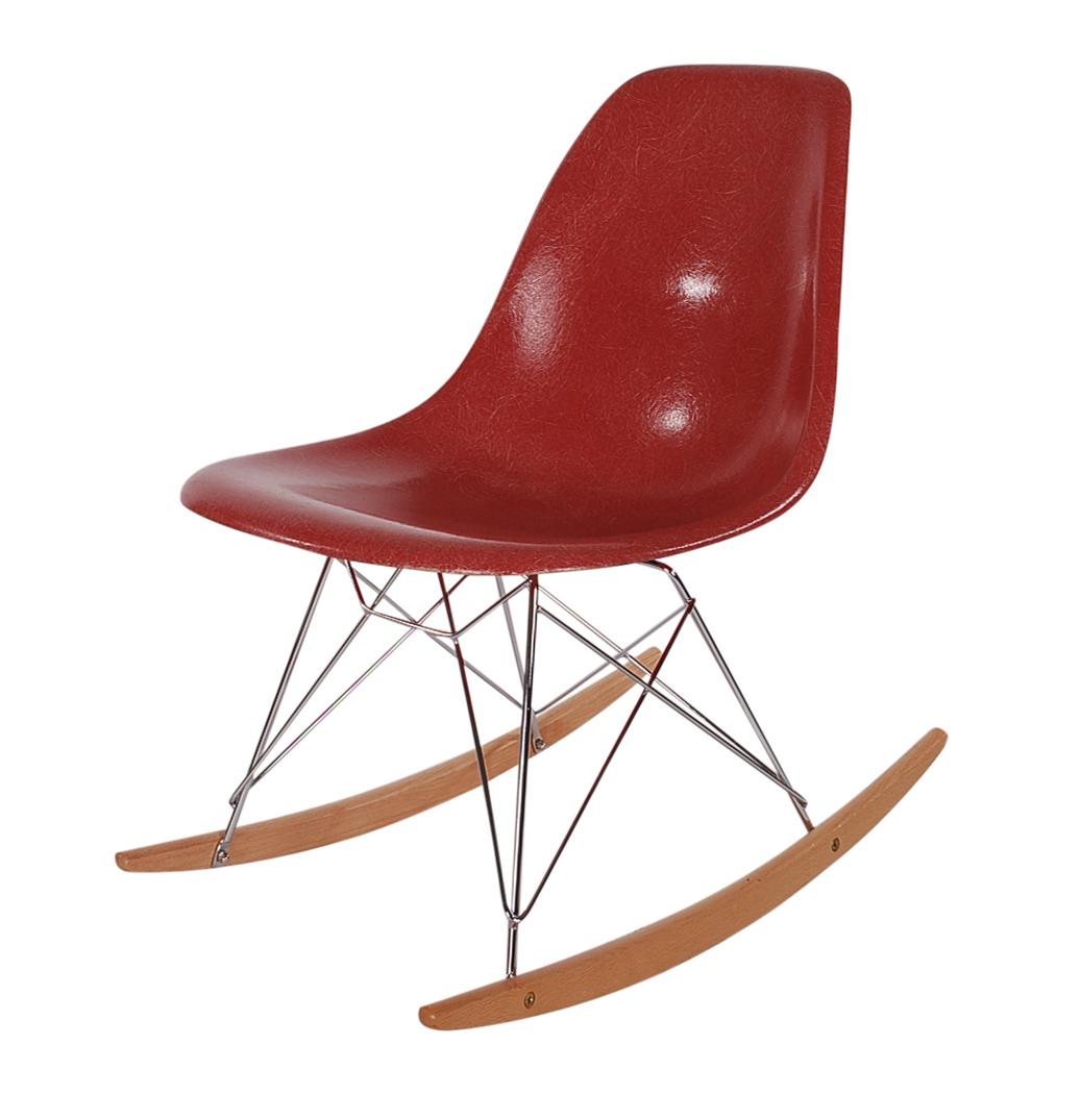 American Mid-Century Modern Rocking Chair by Charles Eames for Herman Miller in Red