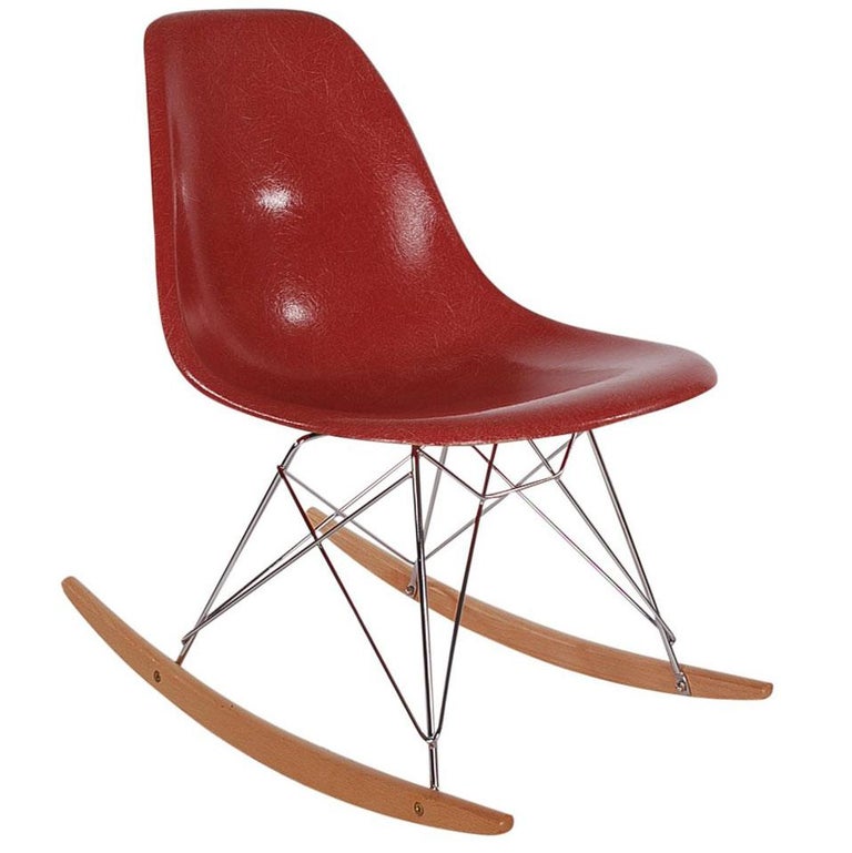 Mid-Century Modern Rocking Chair by Charles Eames for Herman Miller in Red  at 1stDibs