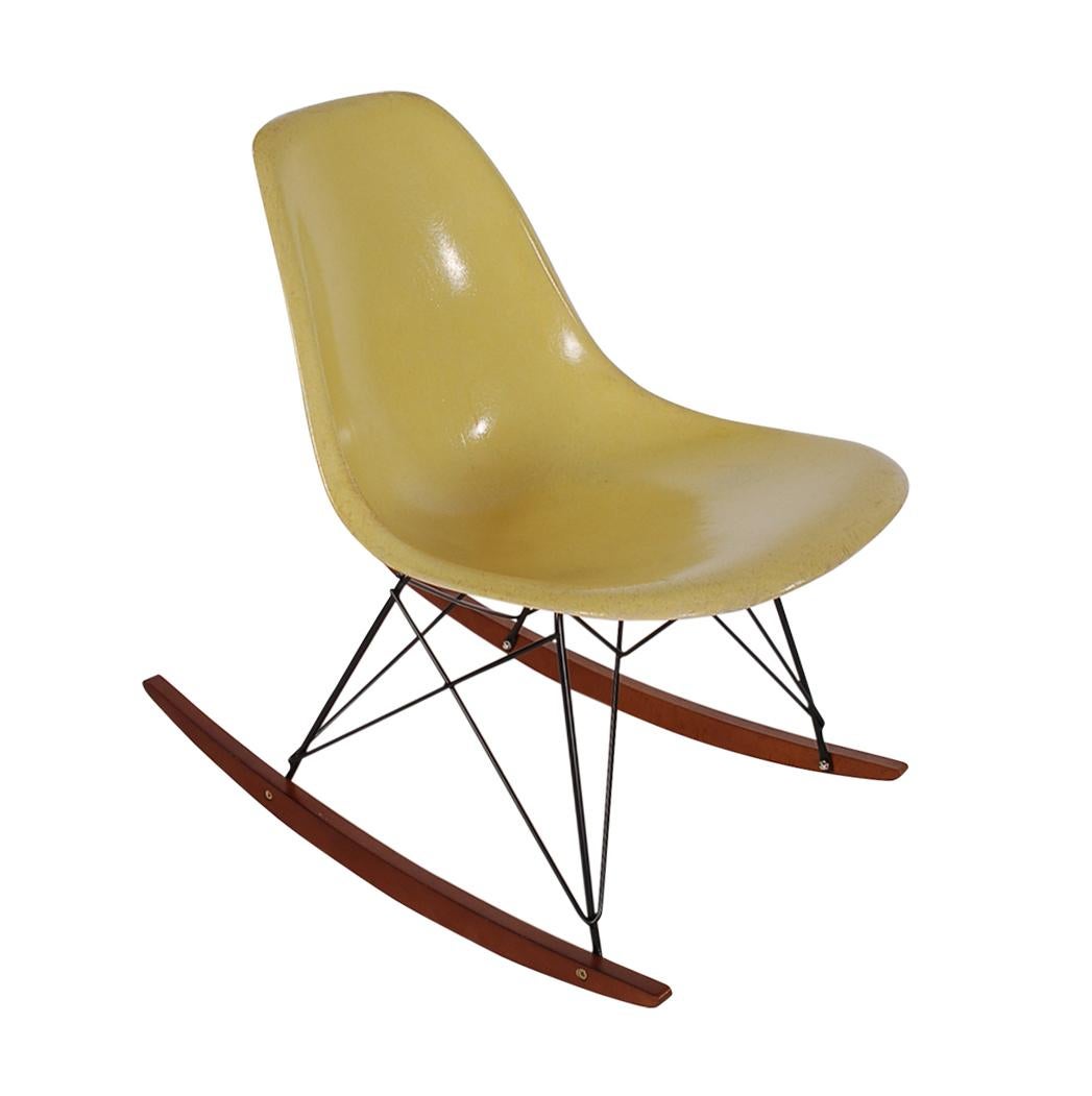 American Mid-Century Modern Rocking Chair by Charles Eames for Herman Miller in Yellow