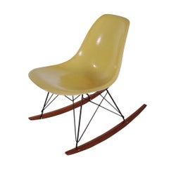 Vintage Mid-Century Modern Rocking Chair by Charles Eames for Herman Miller in Yellow