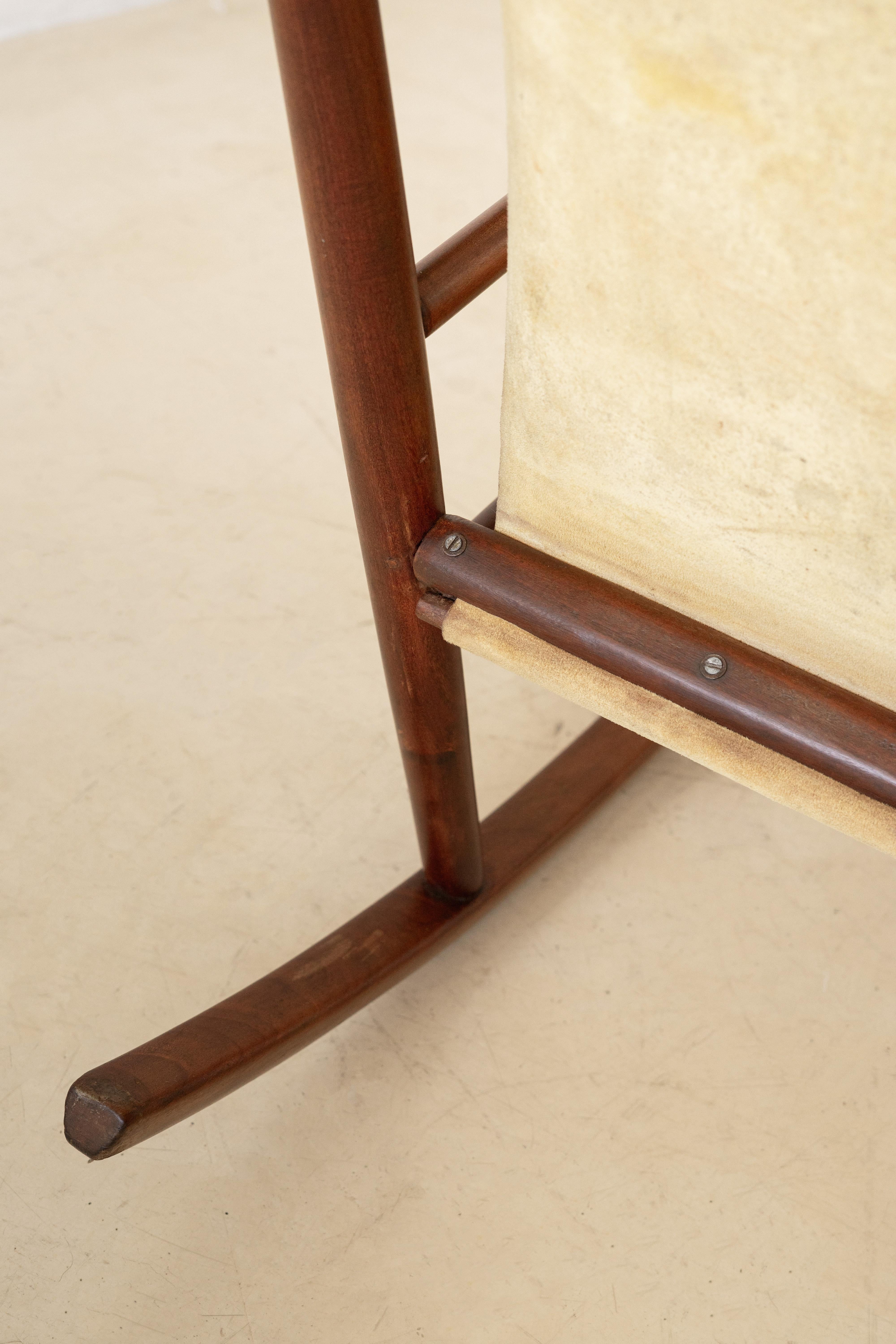 Sedia a dondolo, Tenreiro, Design di metà secolo, Design brasiliano, Palissandro, anni '40 in vendita 6