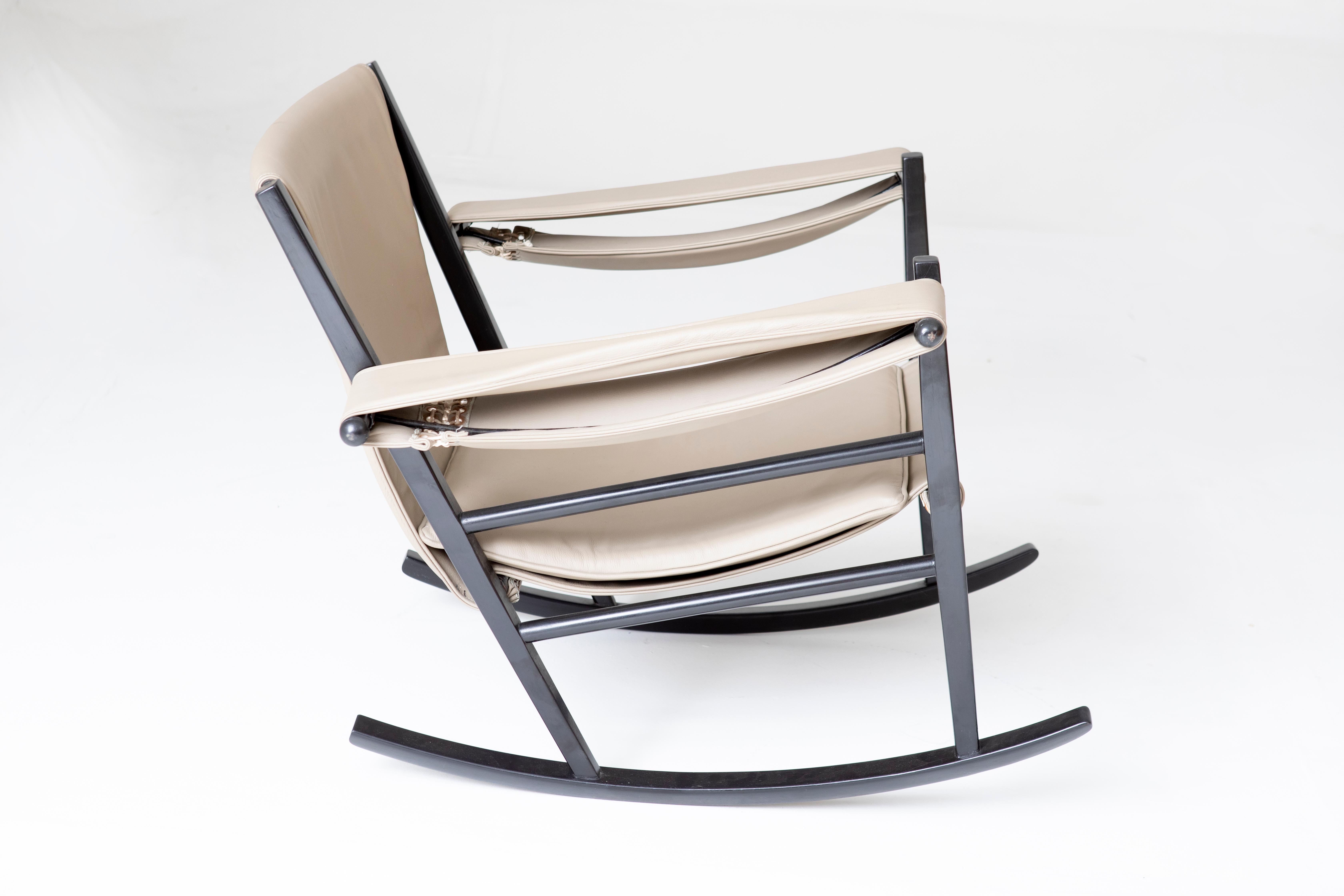 Varnished Mid-Century Modern Rocking Chair by Joaquim Tenreiro, 1950s For Sale