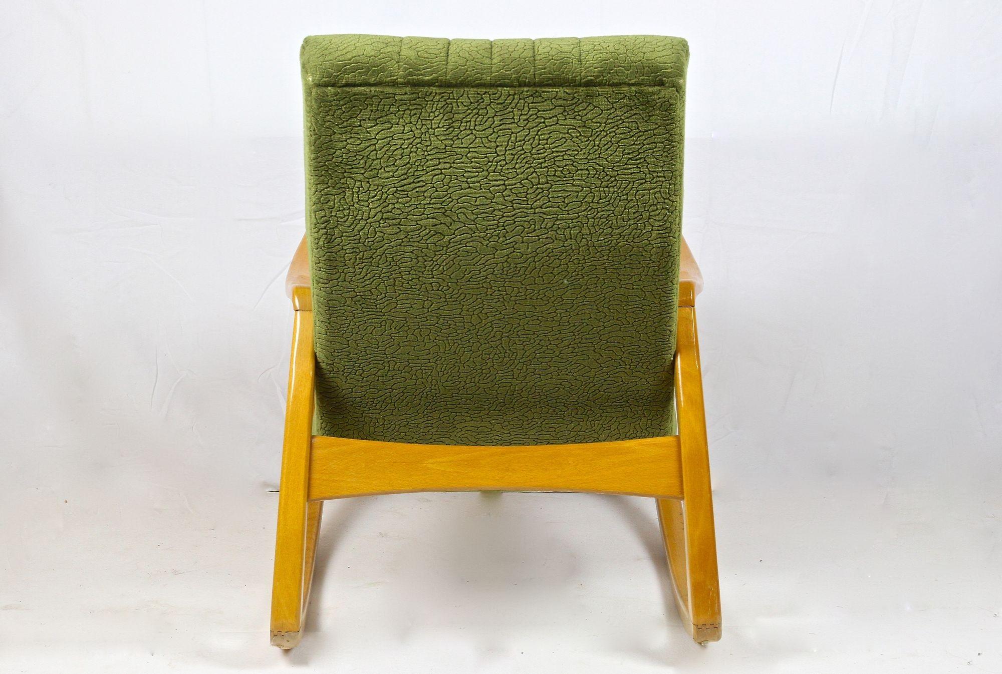 20th Century Mid-Century Modern Rocking Chair by TON with Original Fabric, CZ ca. 1953