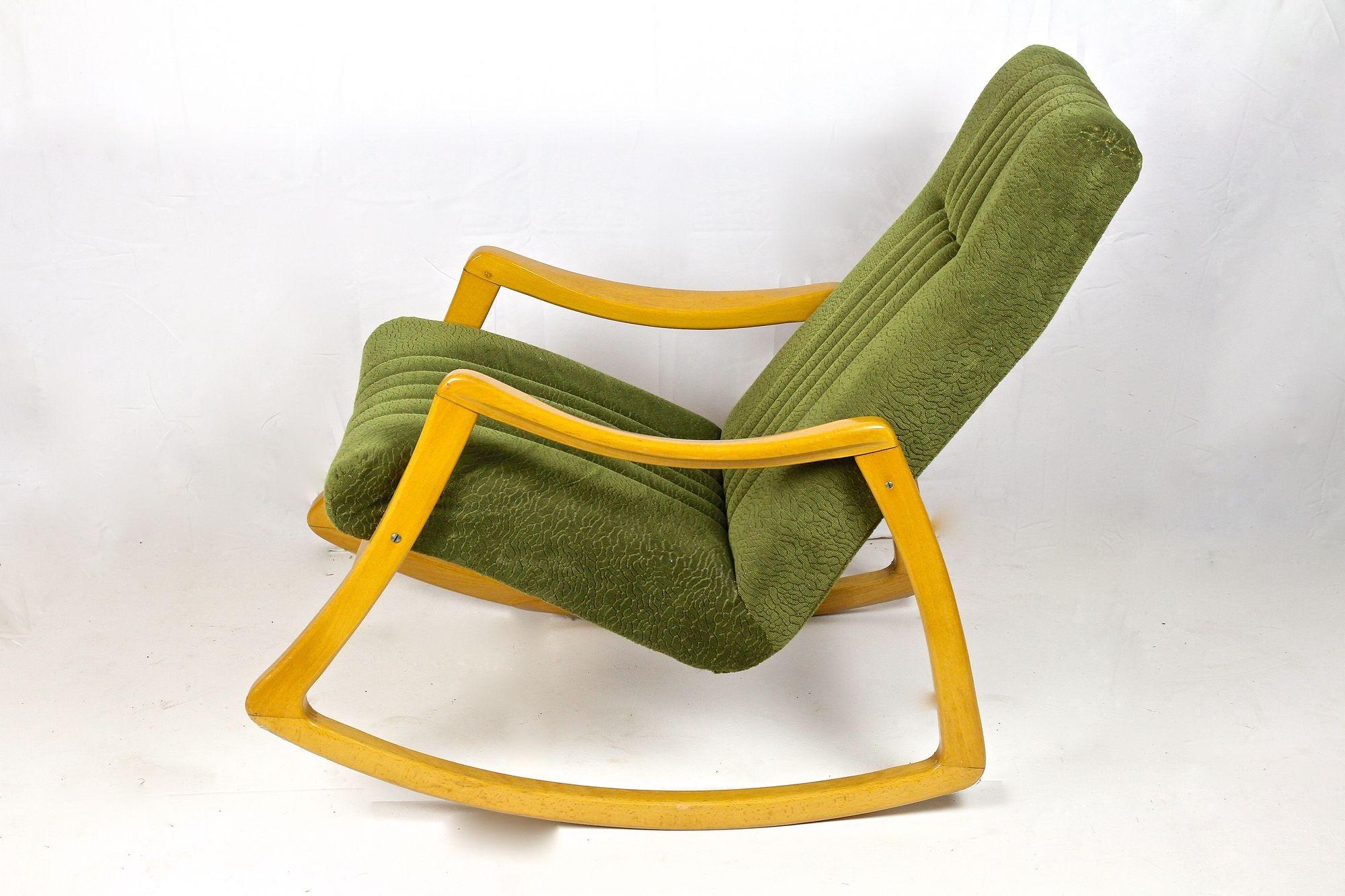 Mid-Century Modern Rocking Chair by TON with Original Fabric, CZ ca. 1953 1