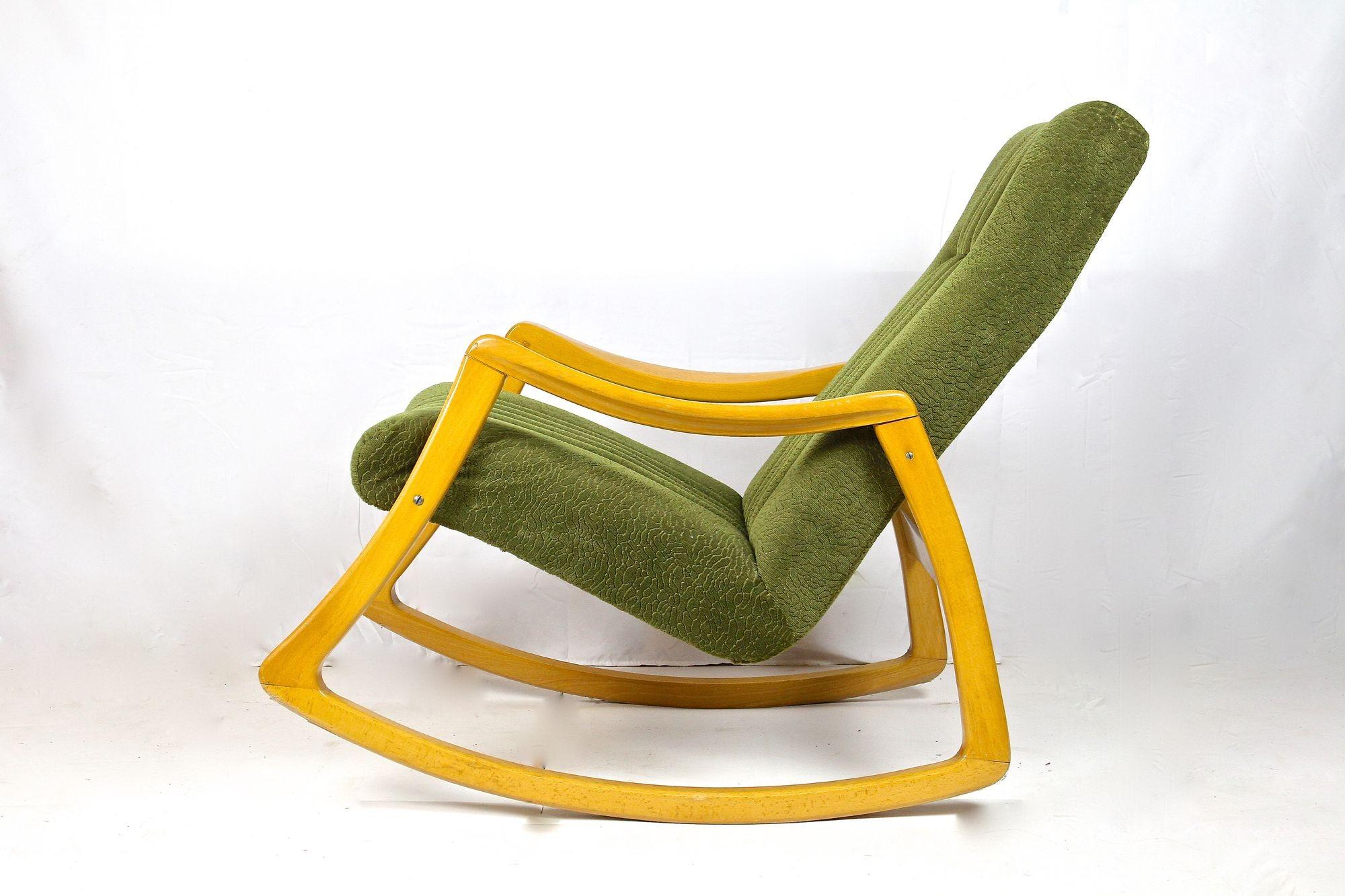 Mid-Century Modern Rocking Chair by TON with Original Fabric, CZ ca. 1953 2