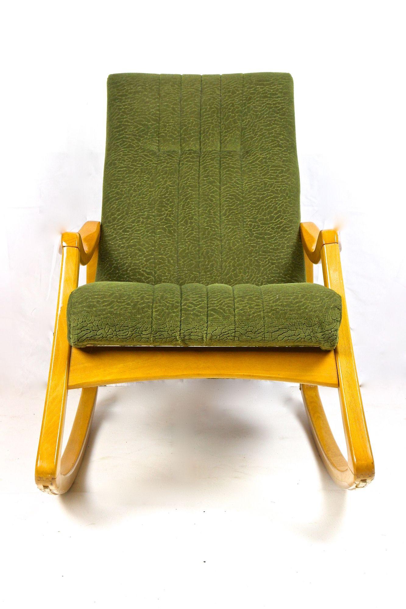 Mid-Century Modern Rocking Chair by TON with Original Fabric, CZ ca. 1953 3