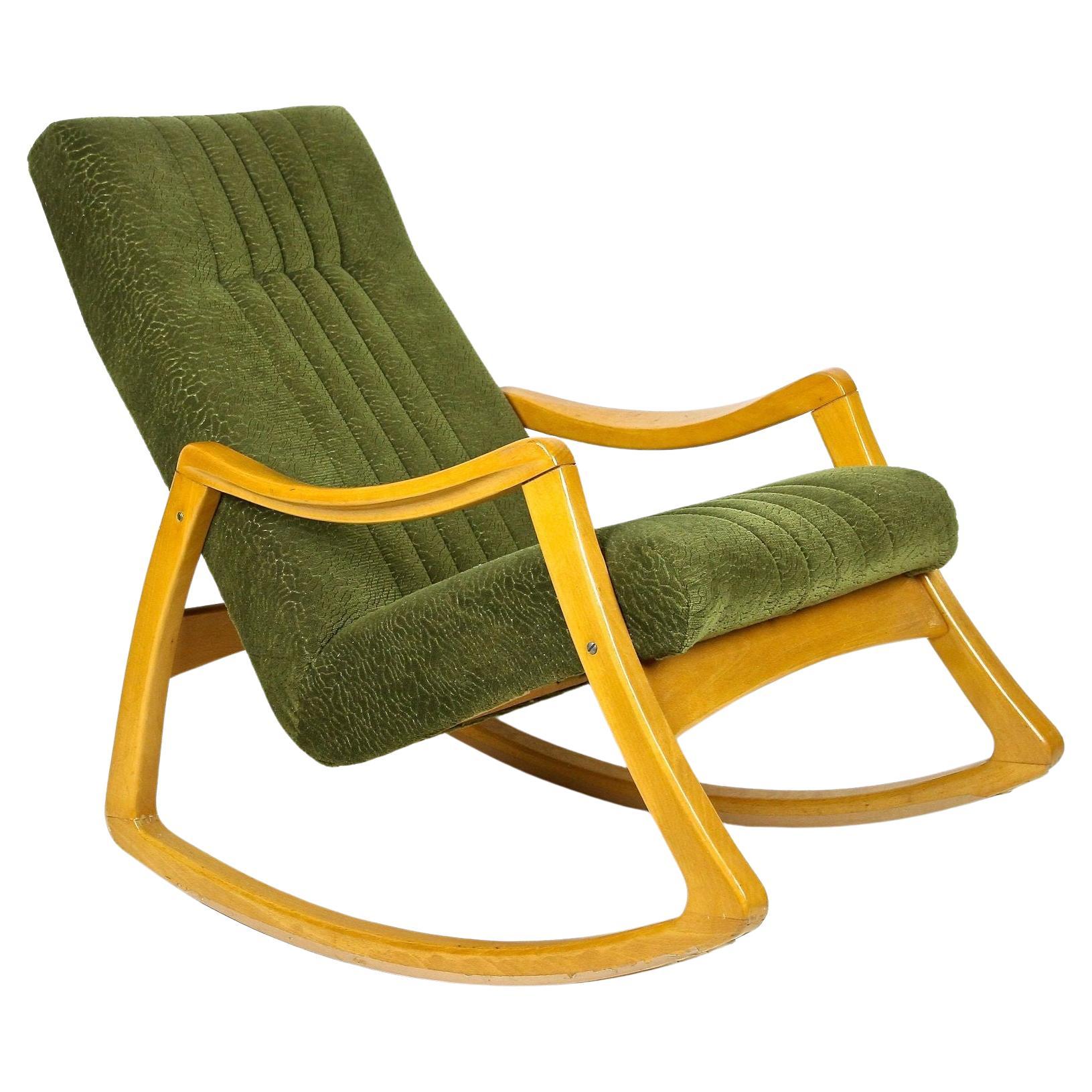 Mid-Century Modern Rocking Chair by TON with Original Fabric, CZ ca. 1953