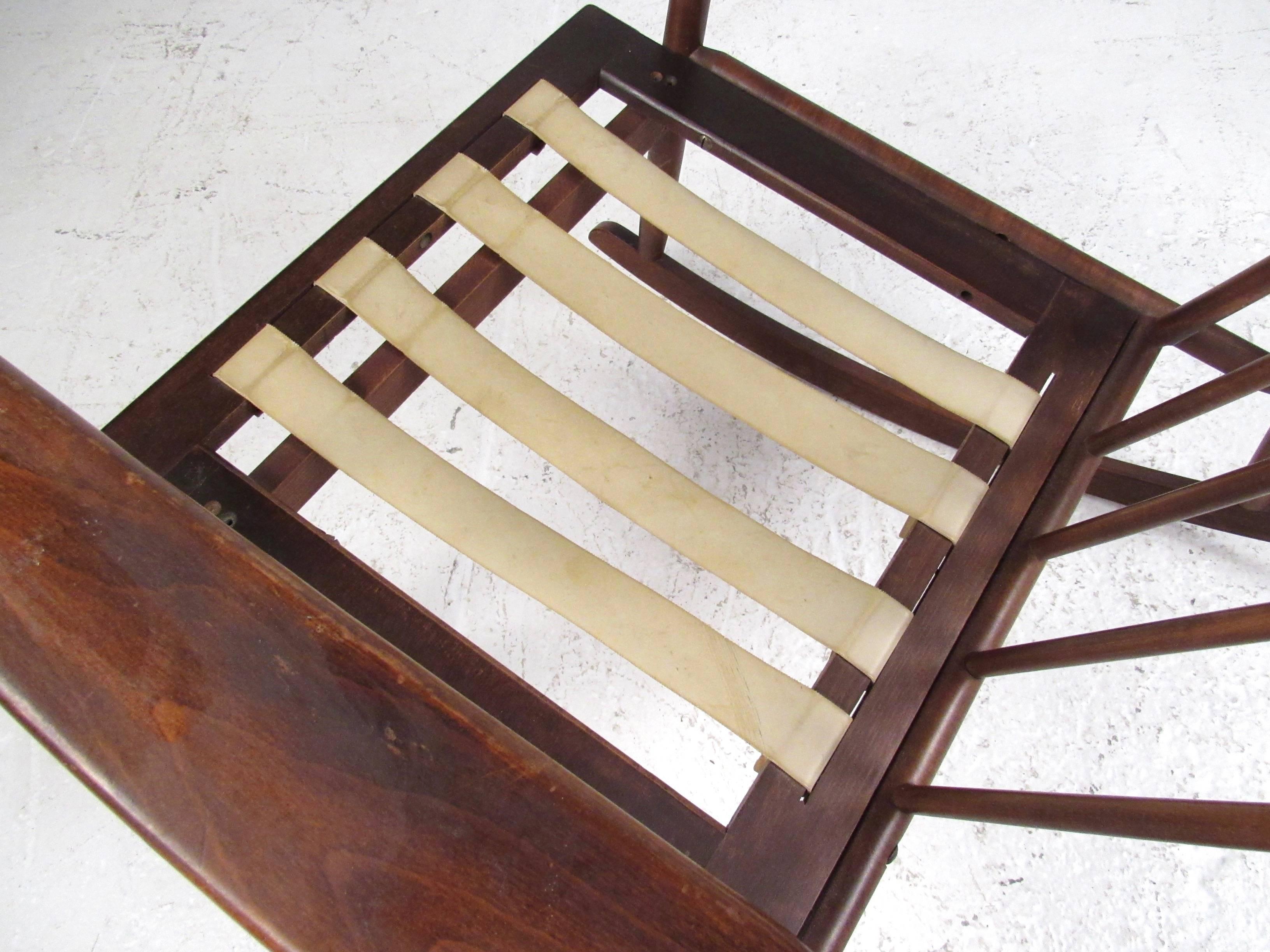 Walnut Mid-Century Modern Rocking Chair For Sale