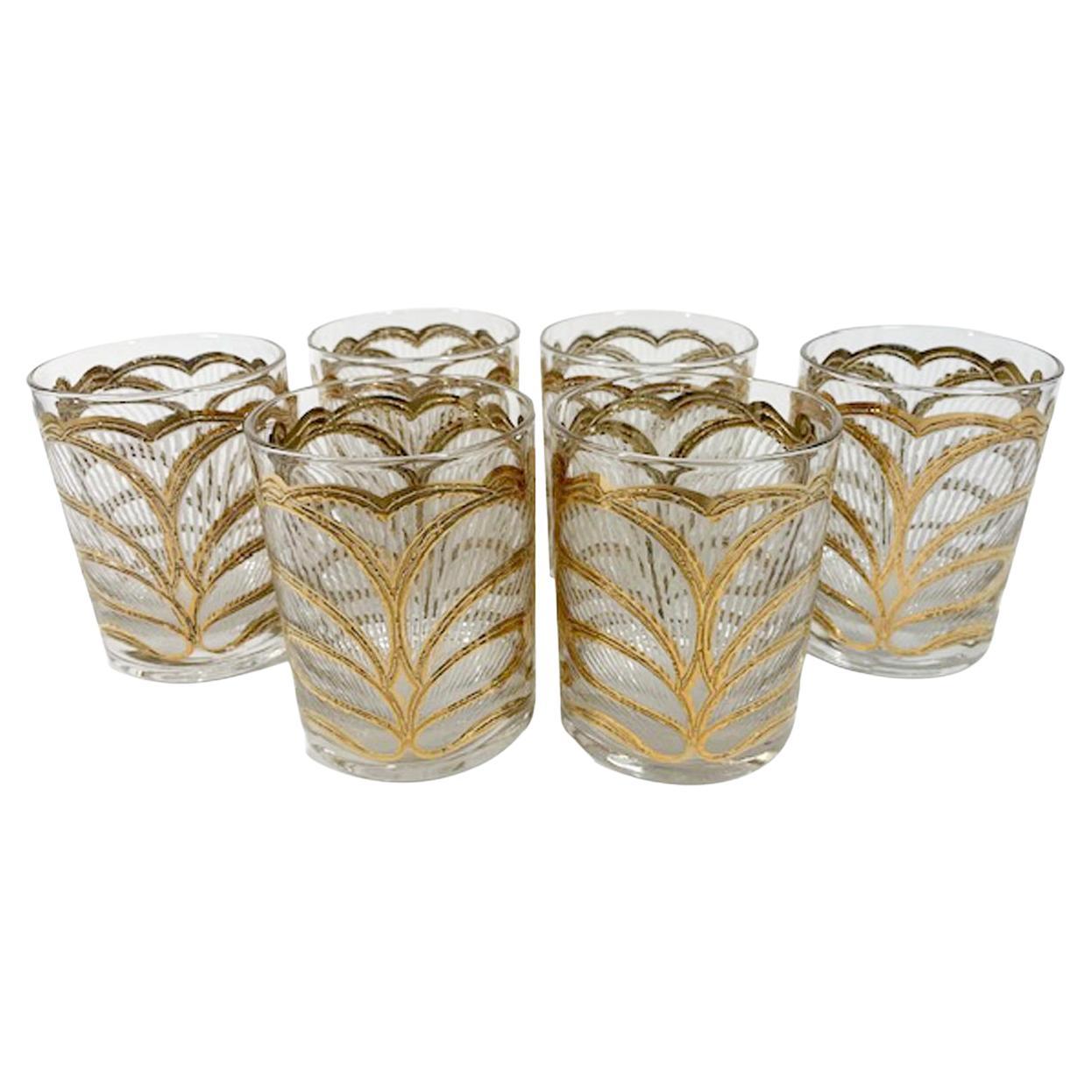 Mid-Century Modern Rocks Glasses by Georges Briard in the "Lotus" Pattern For Sale