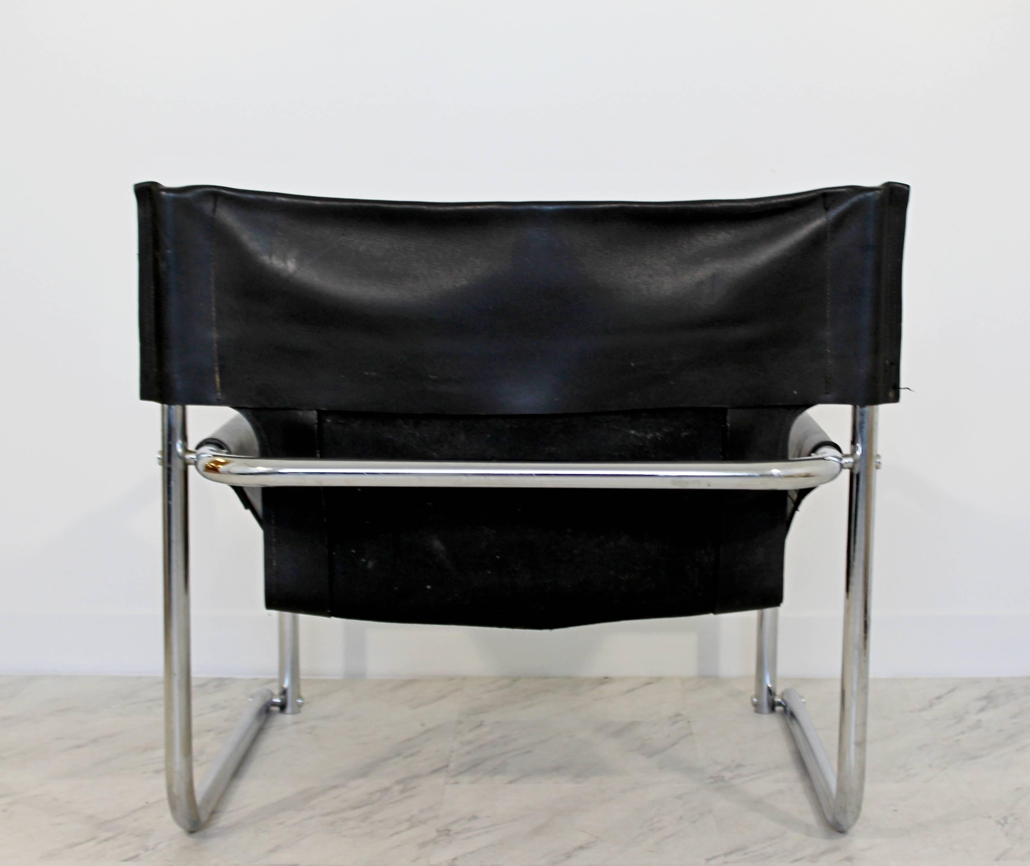 Mid-Century Modern Rodney Kinsman Chrome & Black Leather Sling Armchair, 1960s 1
