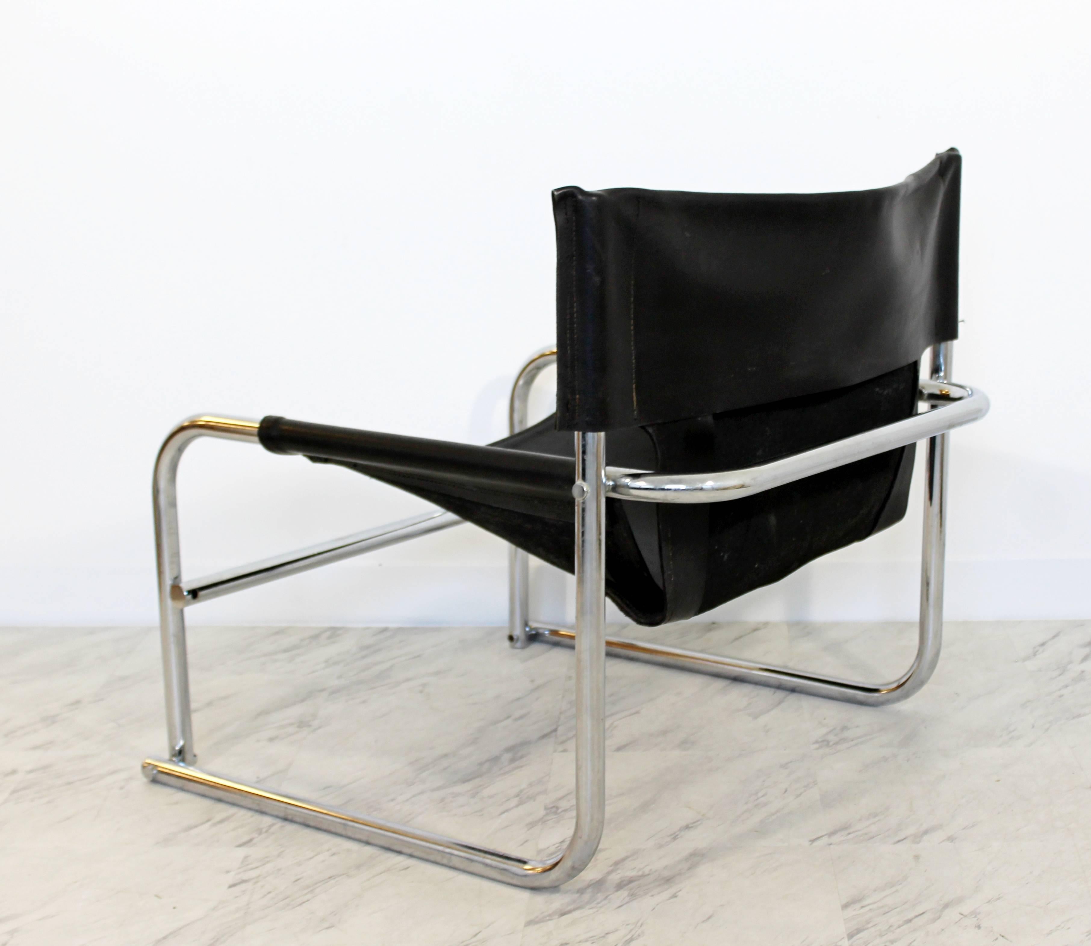 Mid-Century Modern Rodney Kinsman Chrome & Black Leather Sling Armchair, 1960s 2