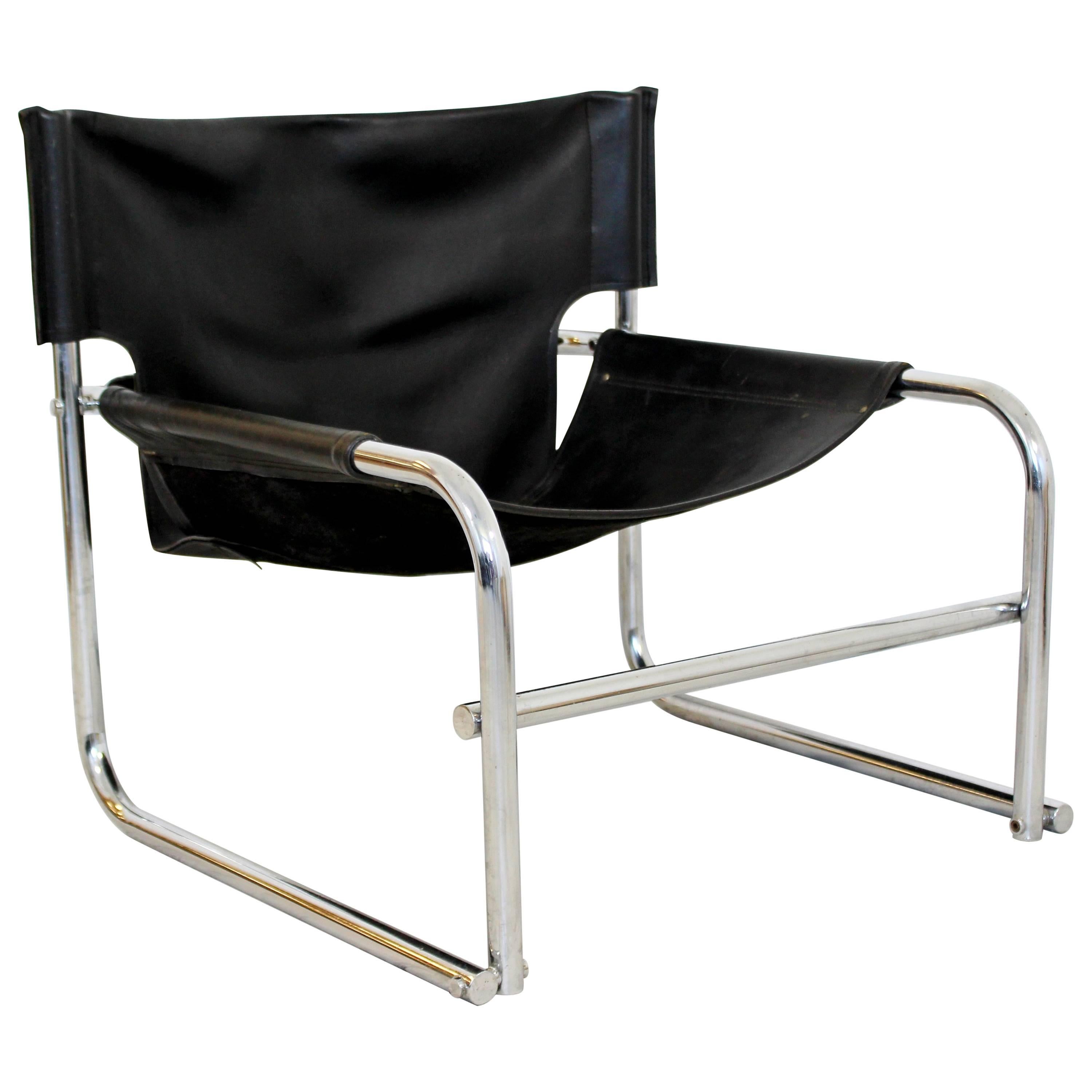 Mid-Century Modern Rodney Kinsman Chrome & Black Leather Sling Armchair, 1960s