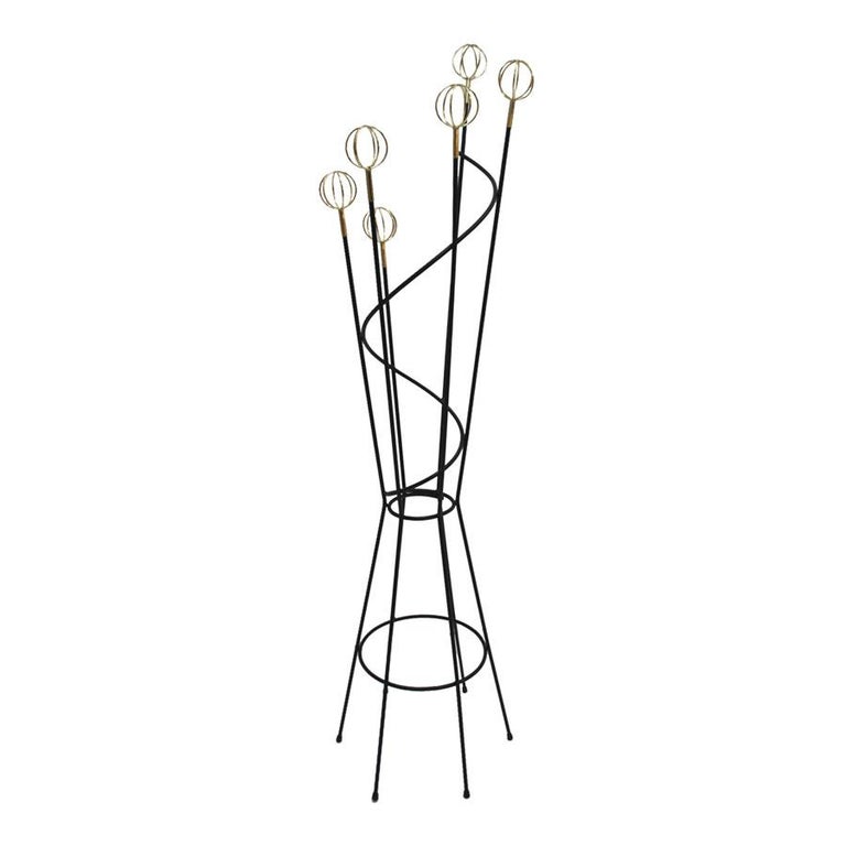 Mid-Century Modern Roger Feraud Metal and Brass French Coat Rack at 1stDibs