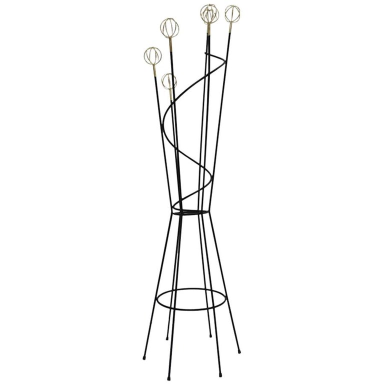 Mid-Century Modern Roger Feraud Metal and Brass French Coat Rack at 1stDibs