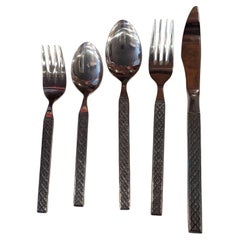 Mid Century Modern Rogers Stainless Steel Flatware Set- 46 Pieces