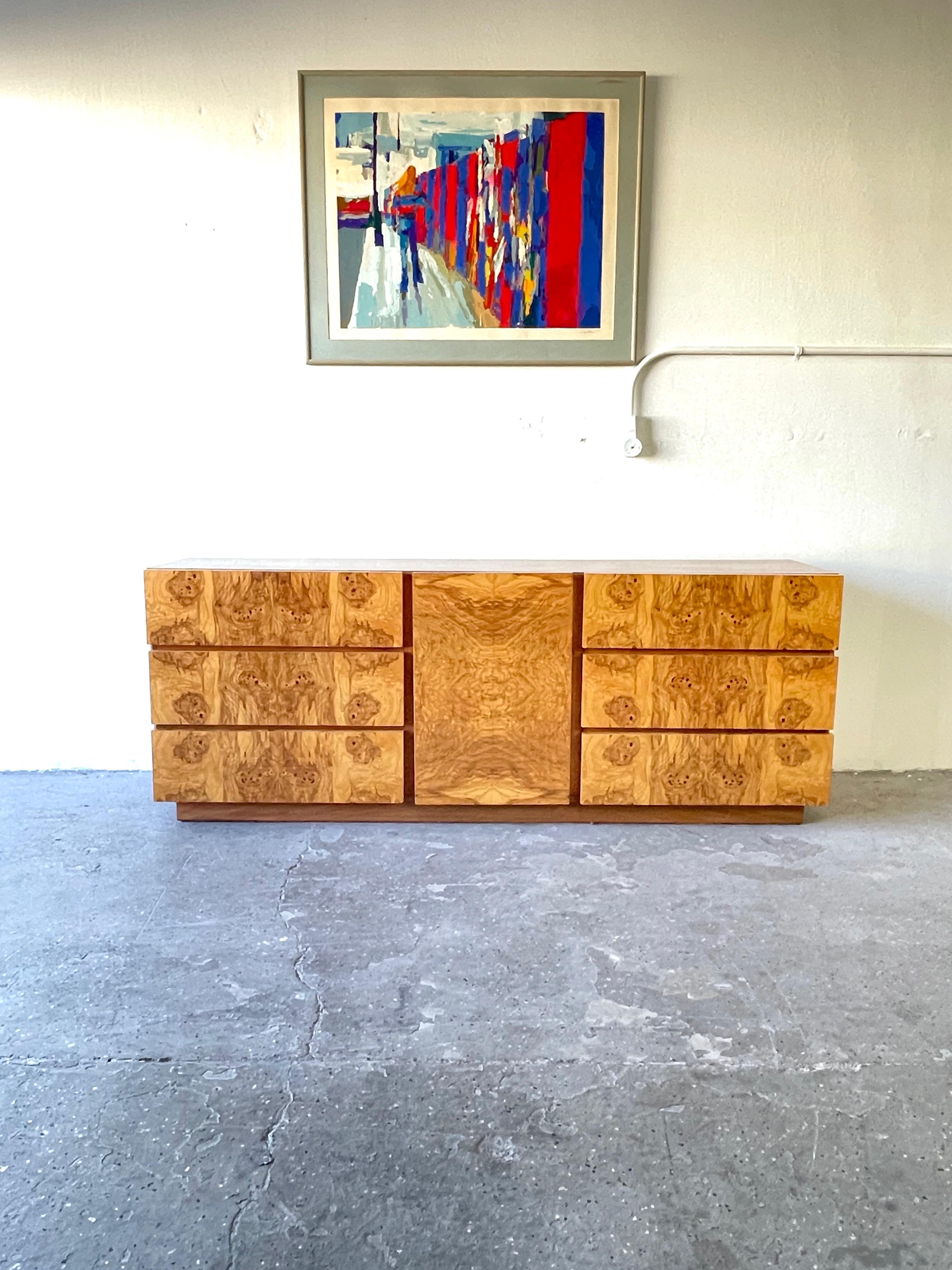 North American Mid-Century Modern Roland Carter for Lane Burl Wood Dresser / Credenza