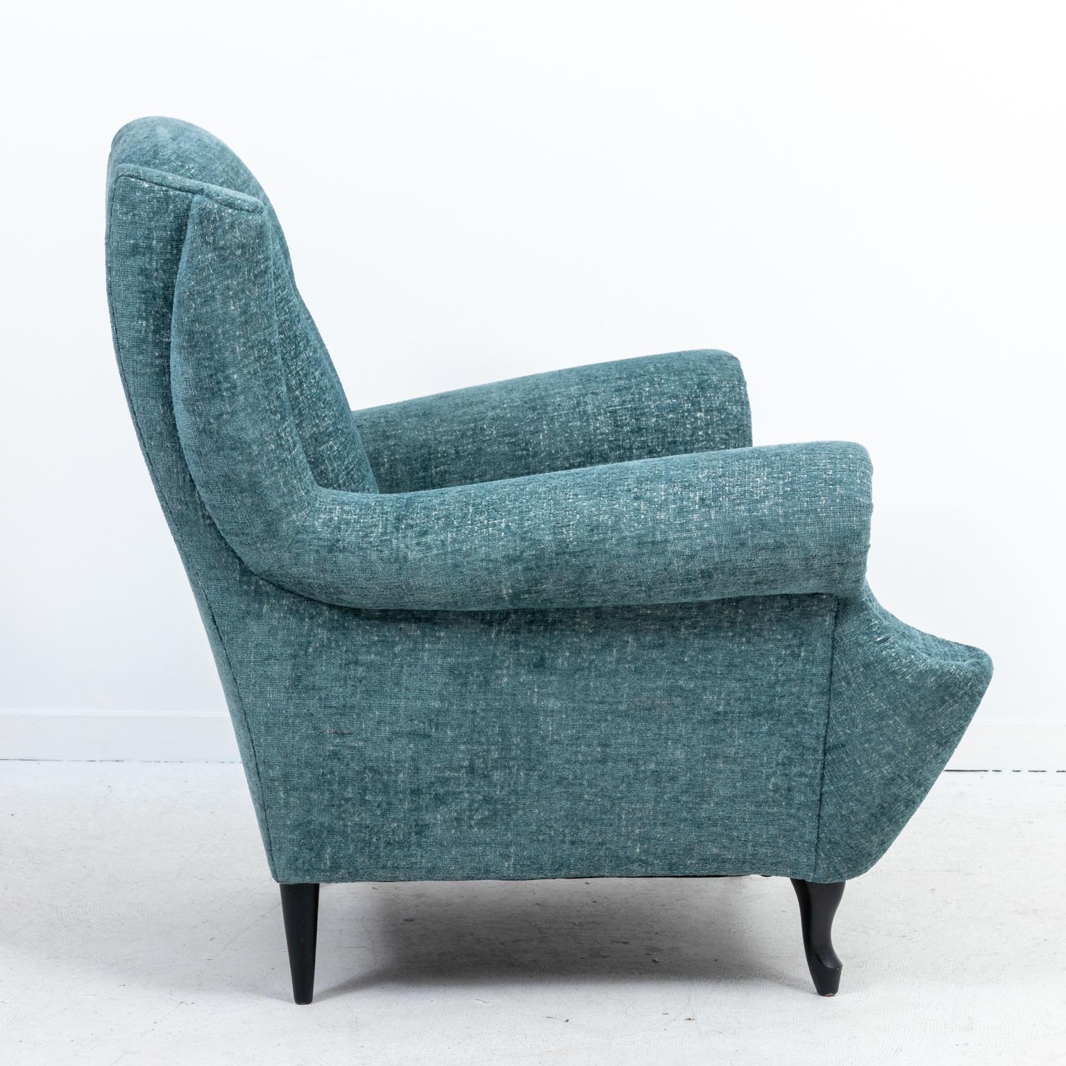 Chenille Mid-Century Modern Roll Arm Lounge Chair For Sale