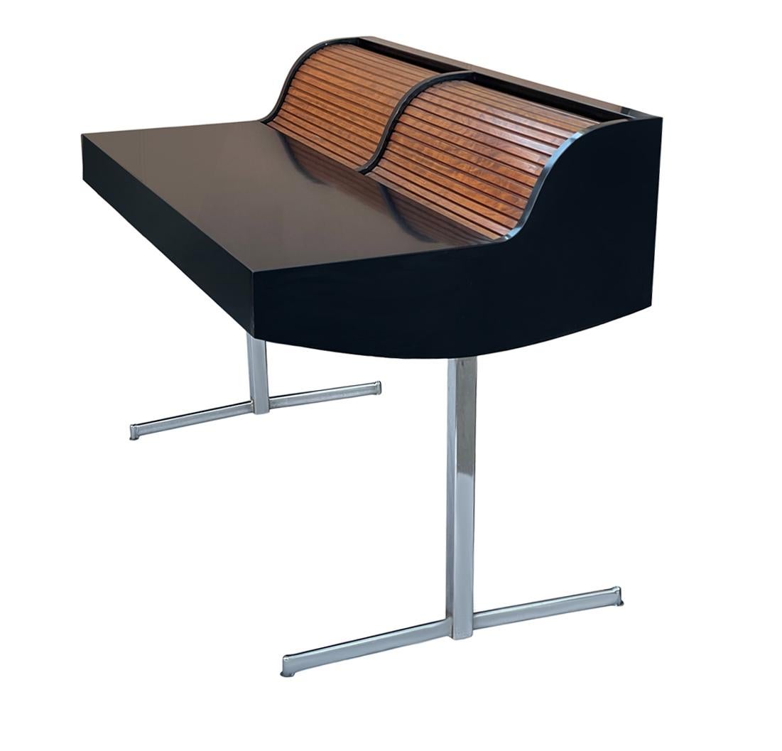 Mid-Century Modern Mid Century Modern Roll Top Desk in Black & Walnut after George Nelson