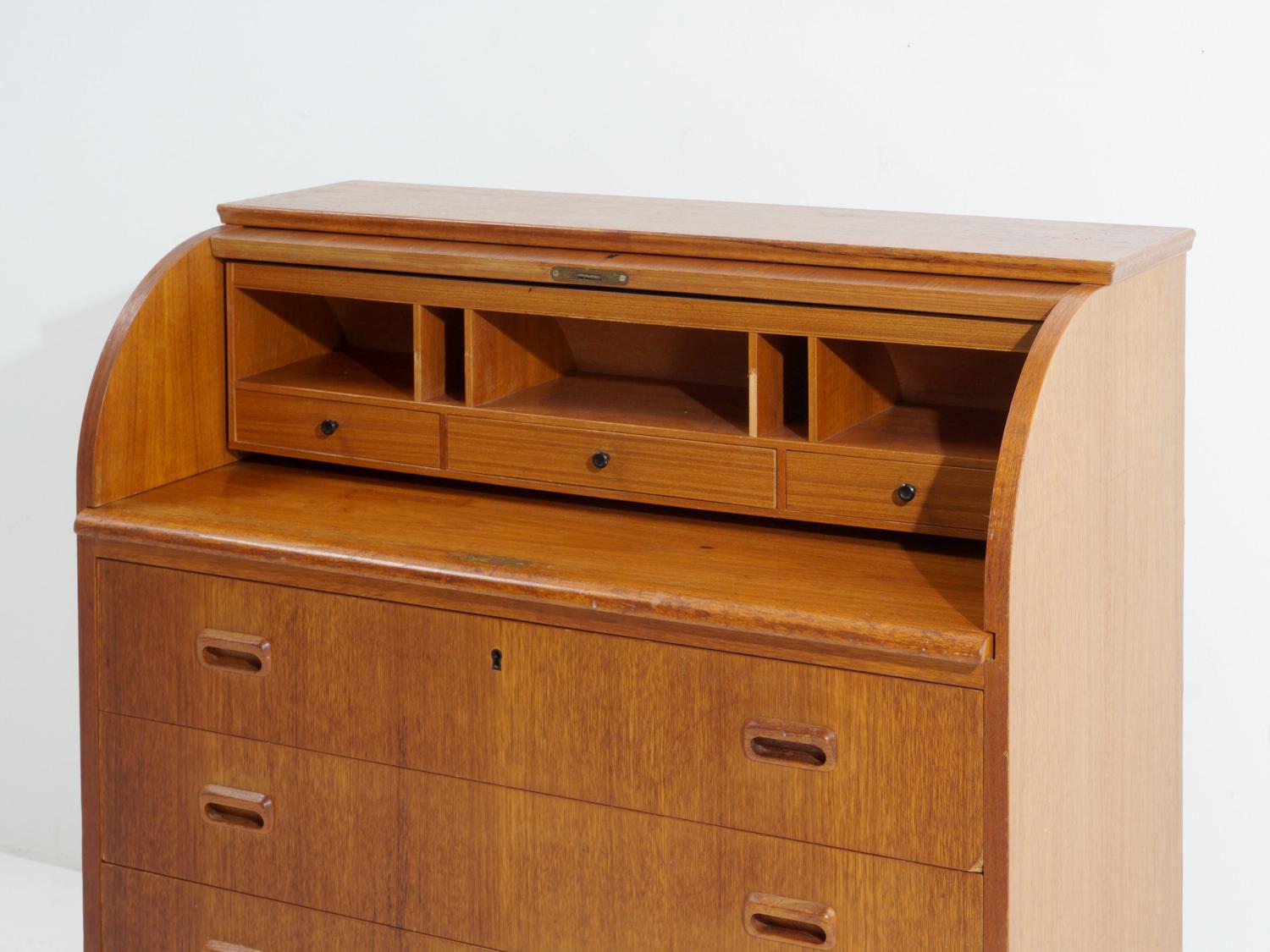 Mid-Century Modern Roll Top Secretary, 1960s In Excellent Condition In Philadelphia, PA