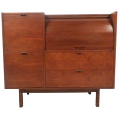 Mid-Century Modern Roll Top Secretary Desk by Hooker