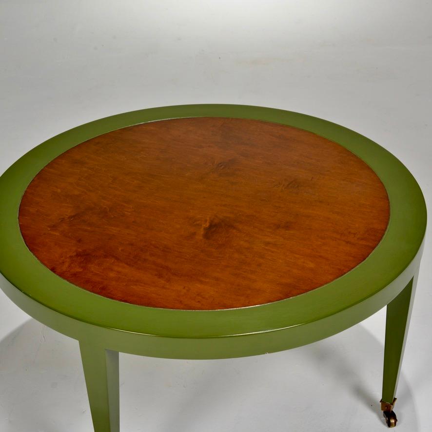 Great Mid-Century Modern coffee or cocktail table by Dunbar Furniture, constructed of mahogany and on brass wheels.

All items are available to view at our DTLA Arts District Warehouse:
Motley LA
1909 E 7th St.
Los Angeles, CA 90021.