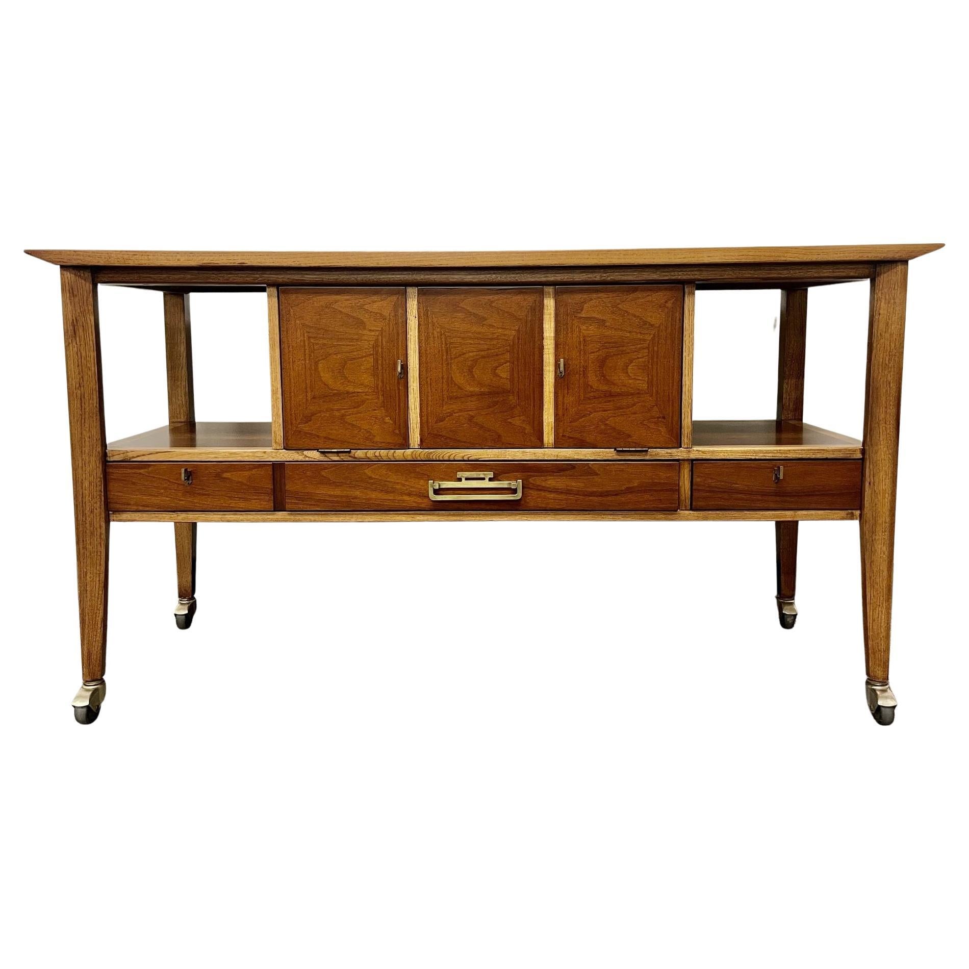 Mid-Century Modern Rolling Console / Bar Cart or Serving Table For Sale