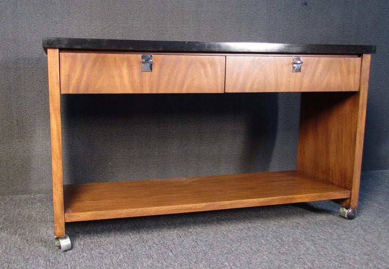 MidCentury Modern Rolling Console Table by J.B. Van Sciver For Sale at