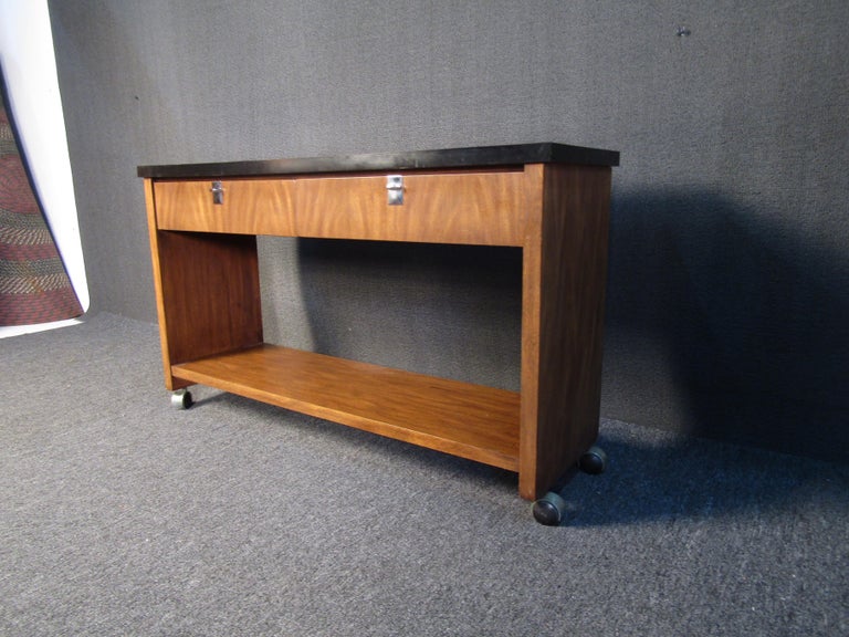 MidCentury Modern Rolling Console Table by J.B. Van Sciver For Sale at