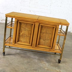 Mid-Century Modern Rolling Flip Top Bar Cart Attributed to J. L. Metz Contempora