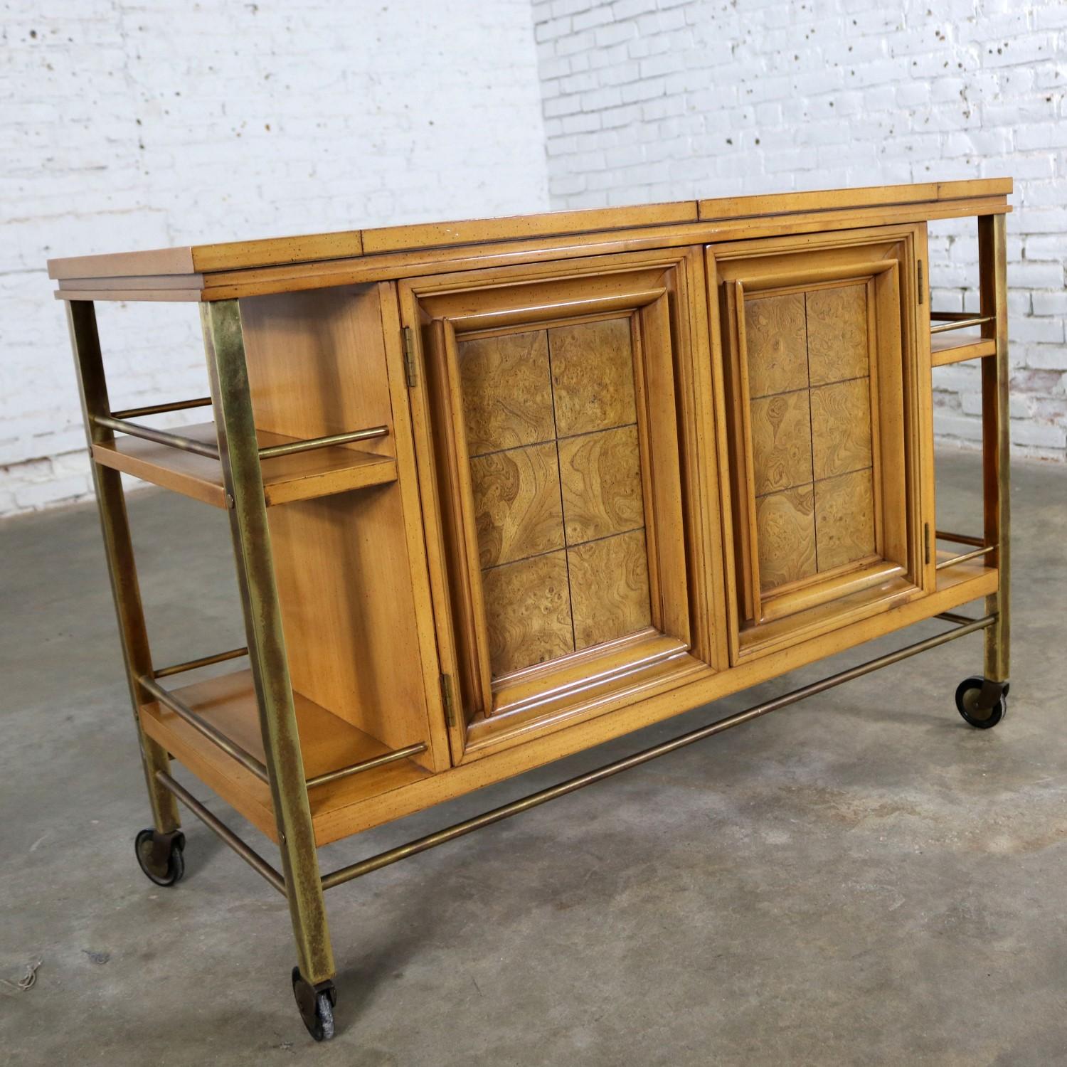 American Mid-Century Modern Rolling Flip Top Bar Cart Attributed to J. L. Metz Contempora