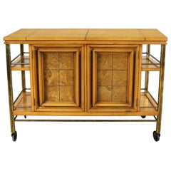 Mid-Century Modern Rolling Flip Top Bar Cart Attributed to J. L. Metz Contempora