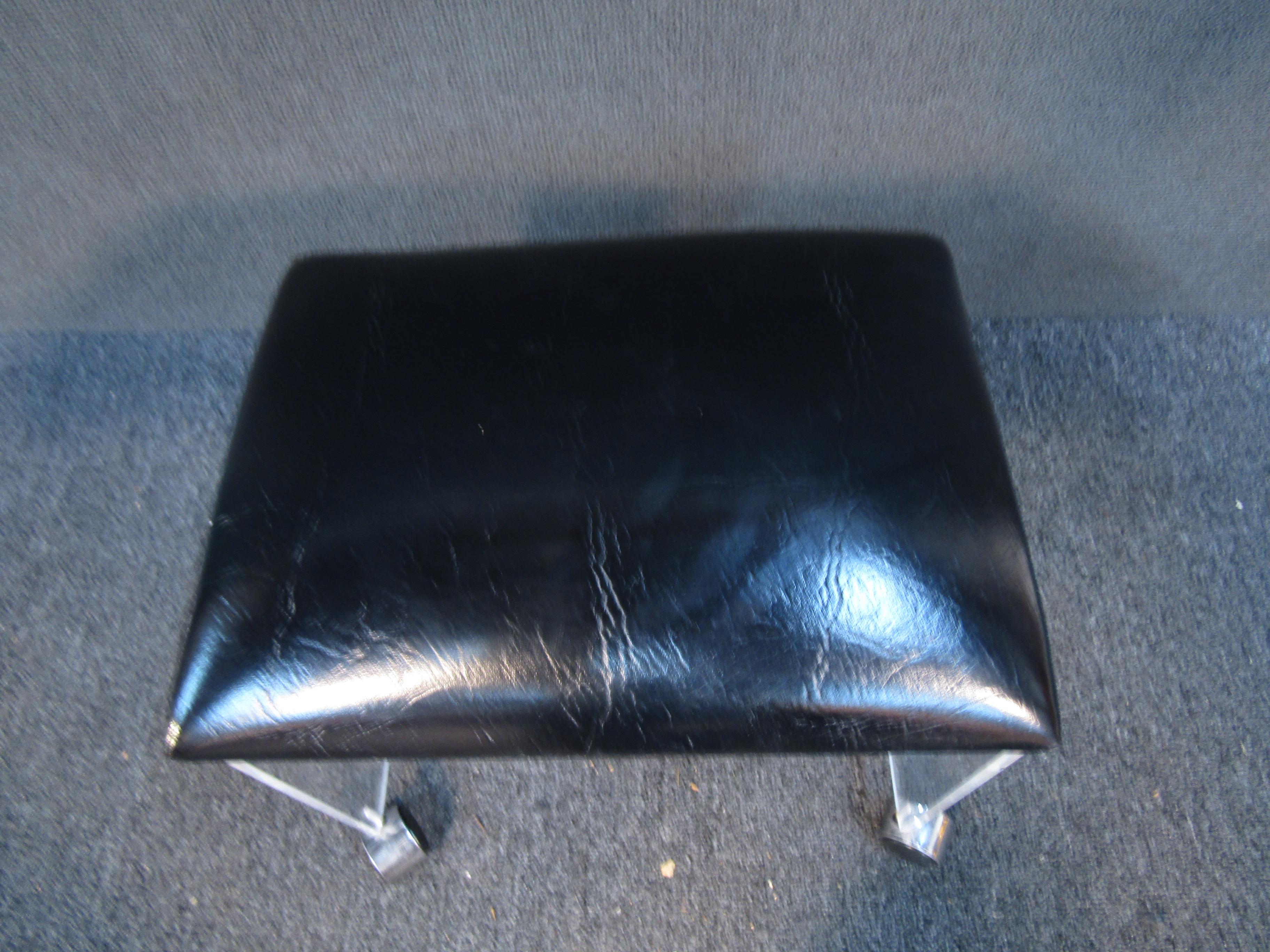 Lucite Mid-Century Modern Rolling Ottoman-Stool For Sale