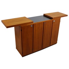 Mid-Century Modern Rolling Teak Expandable Top Bar on Casters Danish, 1960s